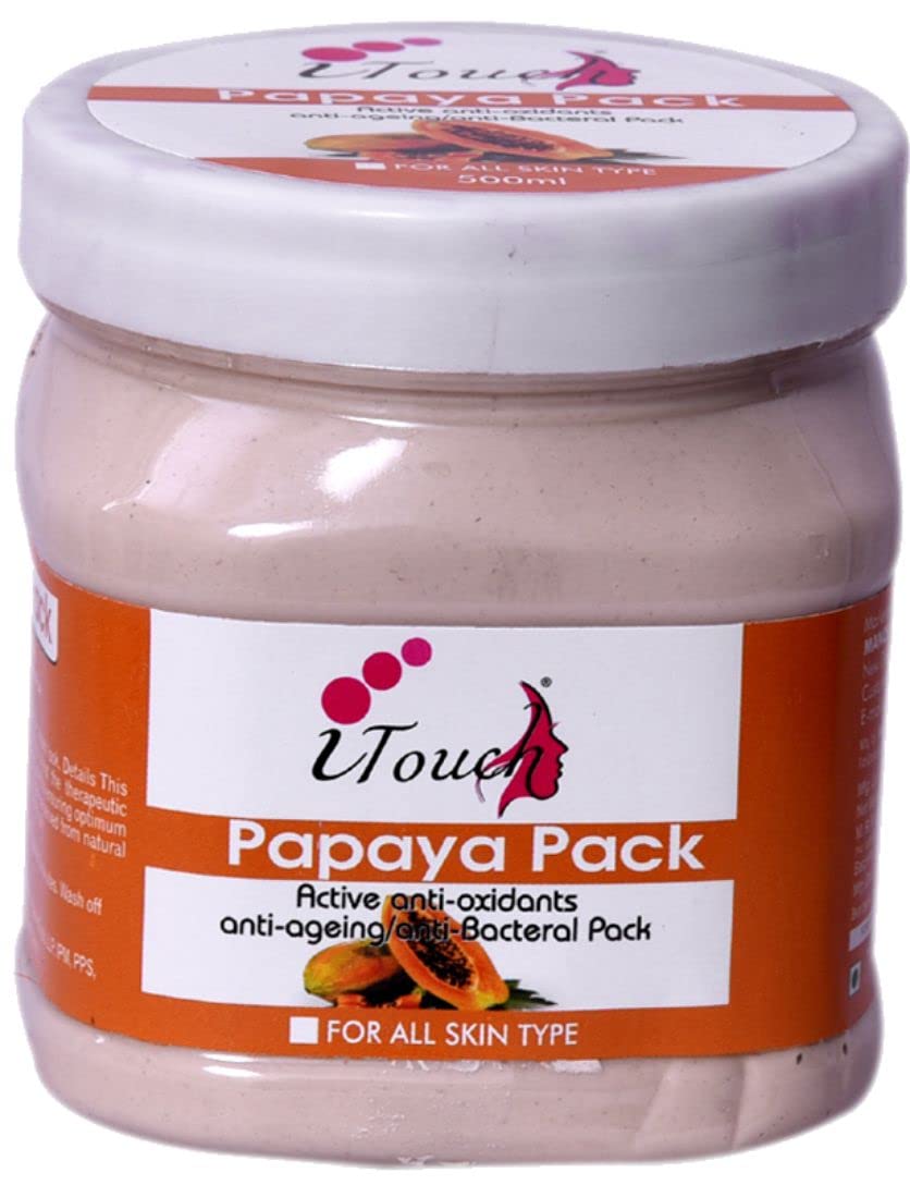 iTouch Herbal Papaya Face Pack (500ml) for Radiant & Glowing Skin - All Skin Types, Paraben & Sulfate Free - Natural Skincare for Daily Use & Spa Treatments