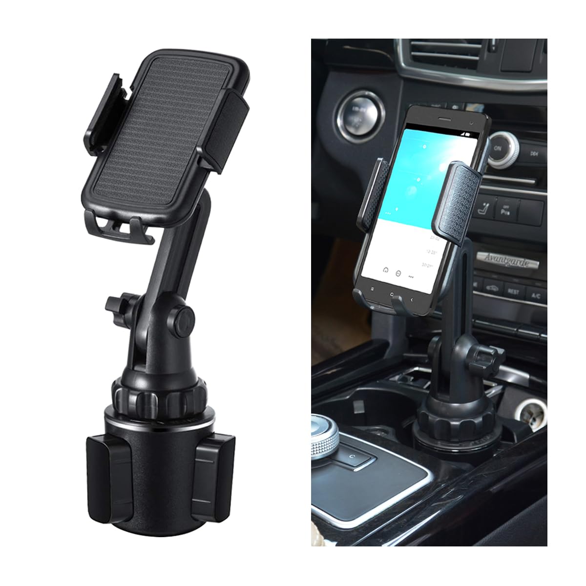 Universal Adjustable Gooseneck Car Cup Holder Phone Mount - 360° Rotatable Cell Phone Stand for All Vehicles, Trucks & SUVs | Perfect for Hands-Free Navigation, Streaming & Safe Driving