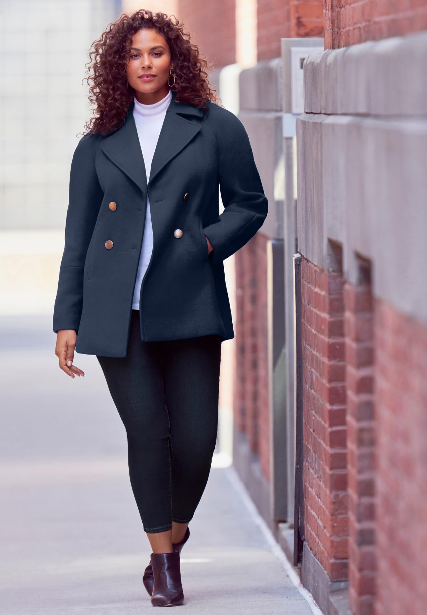 Roaman's Women's Plus Size Modern A-Line Peacoat - Stylish Winter Coat for Curvy Women | Perfect for Office, Dating & Formal Occasions