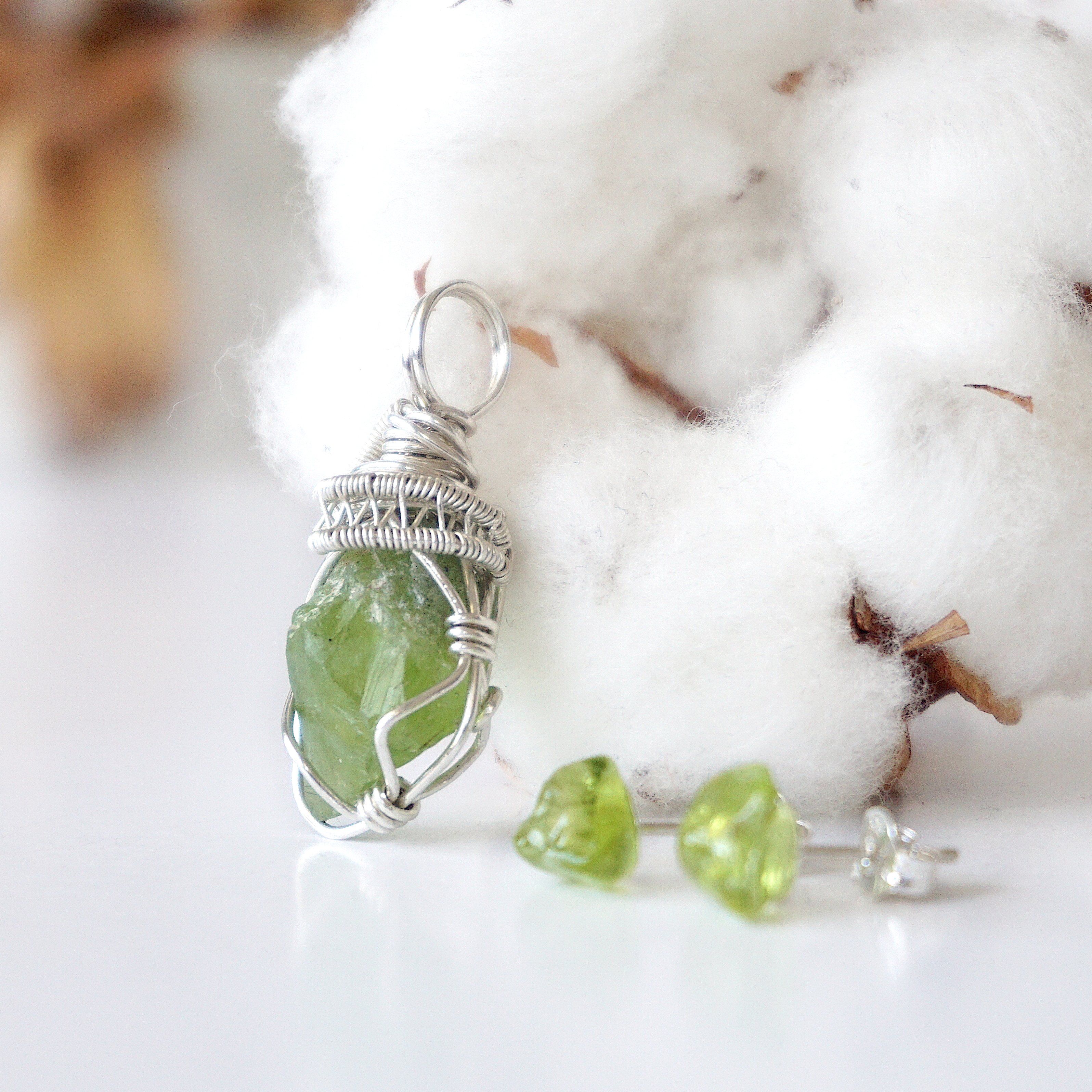 Peridot Jewelry Gift Set - Sterling Silver Earrings & Necklace for Women, Birthday & Anniversary Present | Elegant Olive Green Gemstone Accessories