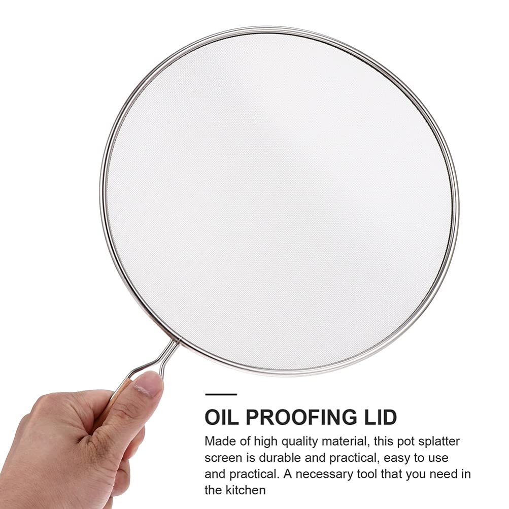 Kichvoe 1pc Fine Mesh Stainless Steel Oil Splatter Screen - Safe Cooking Lid for Iron Skillet & Frying Pan - Grease & Hot Oil Barrier - Perfect for Frying, Cooking, Baking & Kitchen Safety Protection