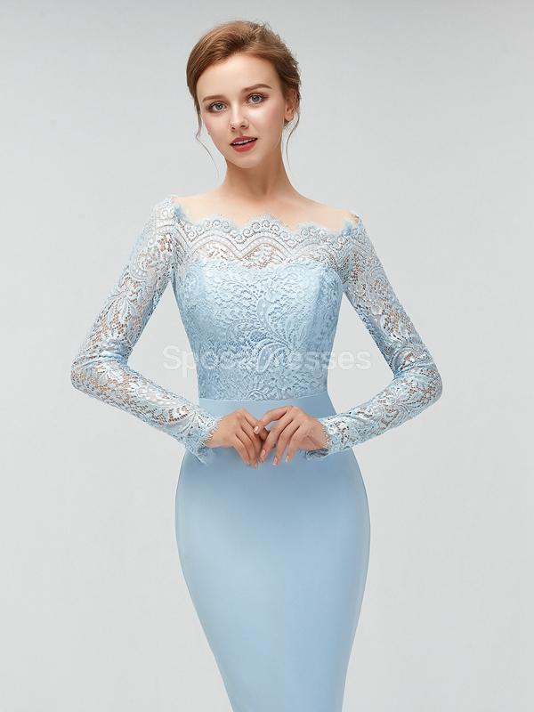 Elegant Long Sleeve Lace Mermaid High-Low Bridesmaid Dress - WG580 | Perfect for Weddings, Proms & Formal Events