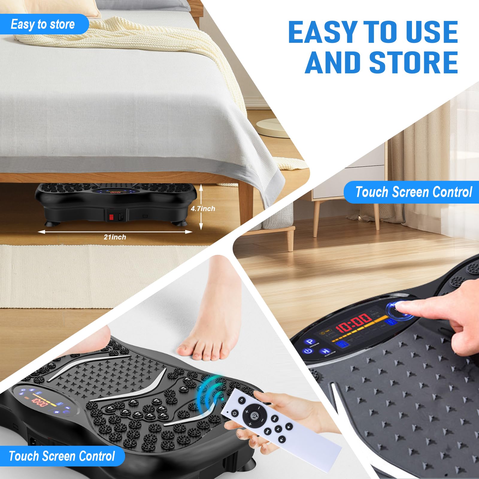 **Vibration Plate Exercise Machine for Weight Loss & Lymphatic Drainage - Adjustable Speed Whole Body Workout Equipment with Resistance Bands - Compact Vibration Platform for Home Gym & Fitness Training**    *(Perfect for Home Workouts, Toning Muscles, Improving Circulation & Relaxation After Exercise)*