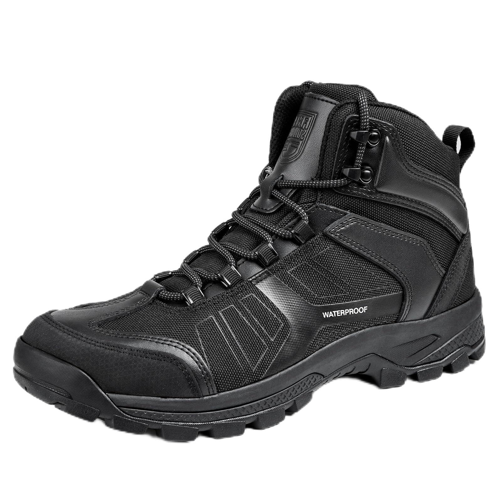 FREE SOLDIER Men's Waterproof Hiking Boots - Lightweight Outdoor Trekking Shoes for Mountain Climbing & Trail Walking (Black) - Perfect for Camping, Backpacking & Winter Adventures