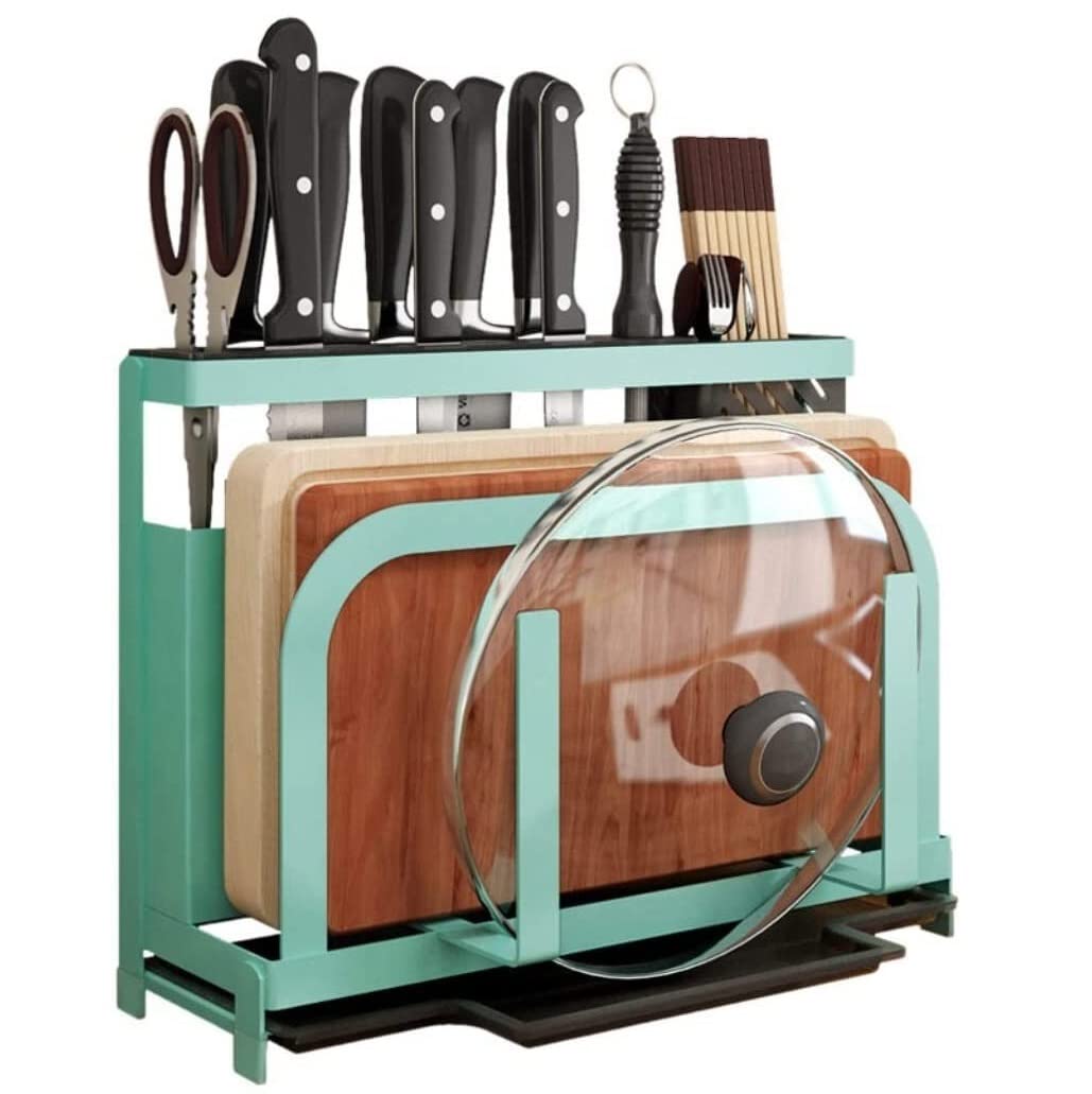 Premium Knife Block Holder - 6-Slot Wooden Knife Stand for Kitchen Knives, Cutting Boards & Utensils - Space Saving Countertop Storage Organizer for Home Chefs & Professional Kitchens