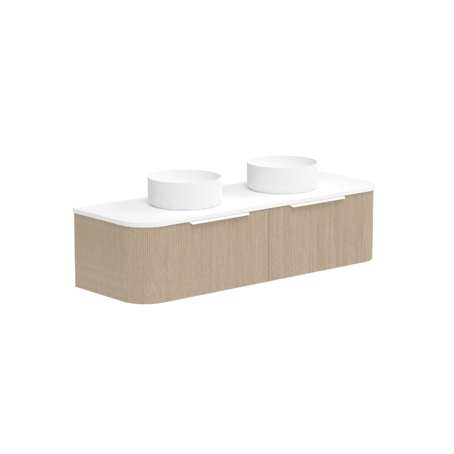 Waverley Vanity 1500 Wall Mounted Bathroom Sink Cabinet in Coastal Oak Finish - Perfect for Coastal, Farmhouse & Modern Bathroom Decor