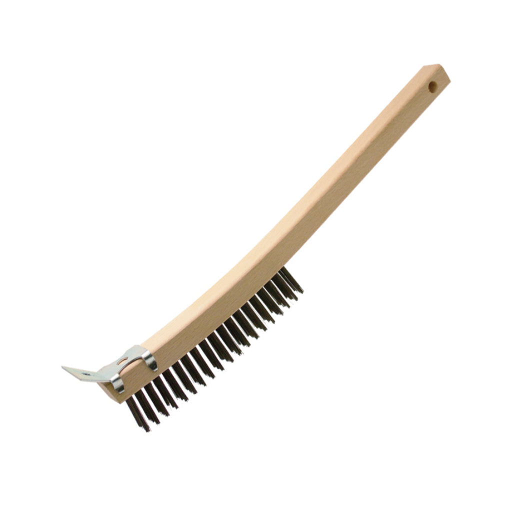 Heavy Duty Steel Wire Scratch Brush with Scraper - Rust & Paint Remover for Metal, Wood, Grill Cleaning - Perfect for DIY Projects, Auto Repair & Home Maintenance