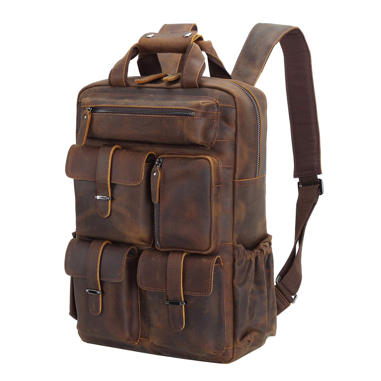 Premium Polare Cowhide Leather Laptop Backpack for Men - Durable 15.6 Inch Business Travel Bag, Stylish Daypack & Work Satchel - Perfect for Office Commute, College & Weekend Getaways