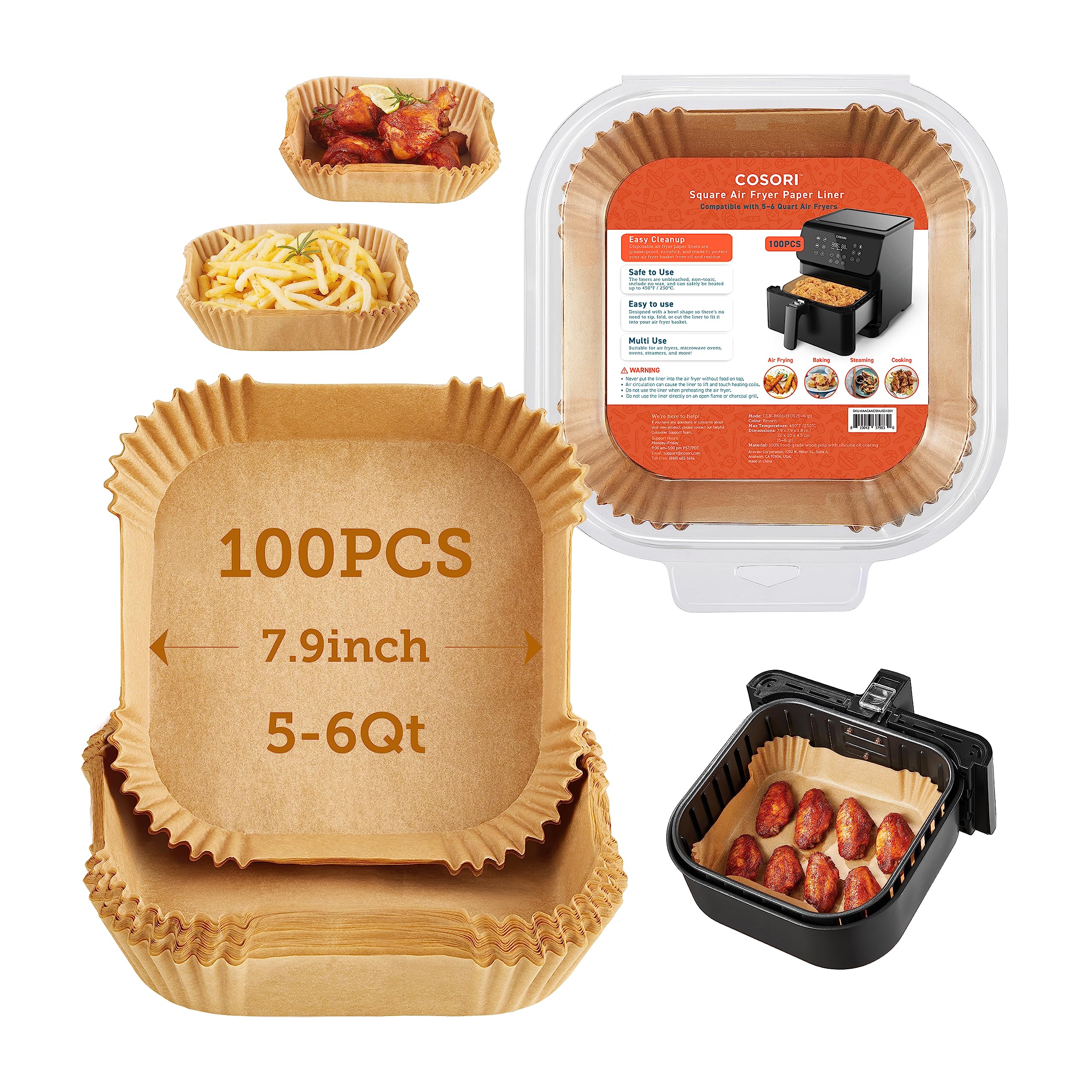 COSORI TurboBlaze 6.0-Quart Air Fryer with Rapid Air Technology - Compact Countertop Oven for Healthy Frying, Roasting, Baking - Includes 50 Air Fryer Liners - Perfect for Family Dinners, Meal Prep & Quick Snacks