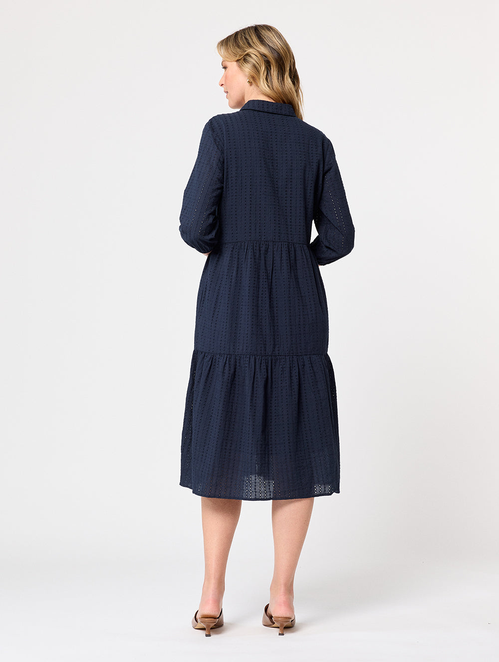 Calina Women's 3/4 Sleeve Flowy Midi Dress - Elegant Casual & Office Wear for Spring/Summer