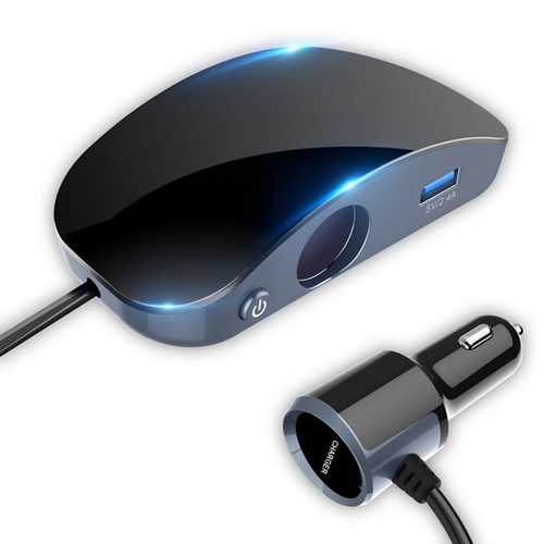 Bakeey 3-Port USB Car Charger with LED Display & Dual Cigarette Lighter Sockets - Fast Charging for iPhone, Android, Tablet - Perfect for Road Trips & Family Travel