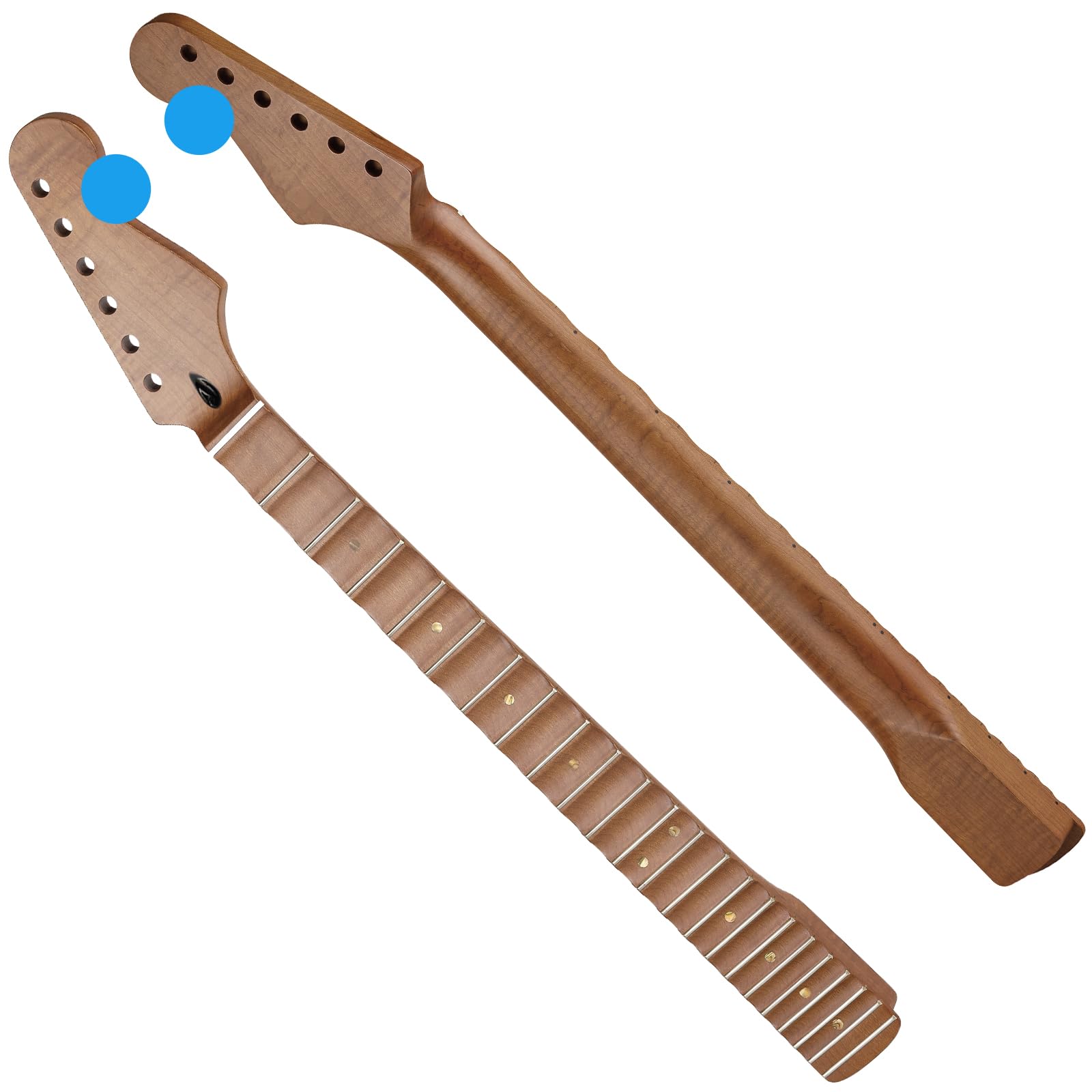 Premium 22-Fret ST Electric Guitar Neck - Canadian Roasted Maple with Full Scalloped Fingerboard, Colorful Shell Inlays & Beef Bone Nut - Perfect for Rock, Blues and Stage Performances