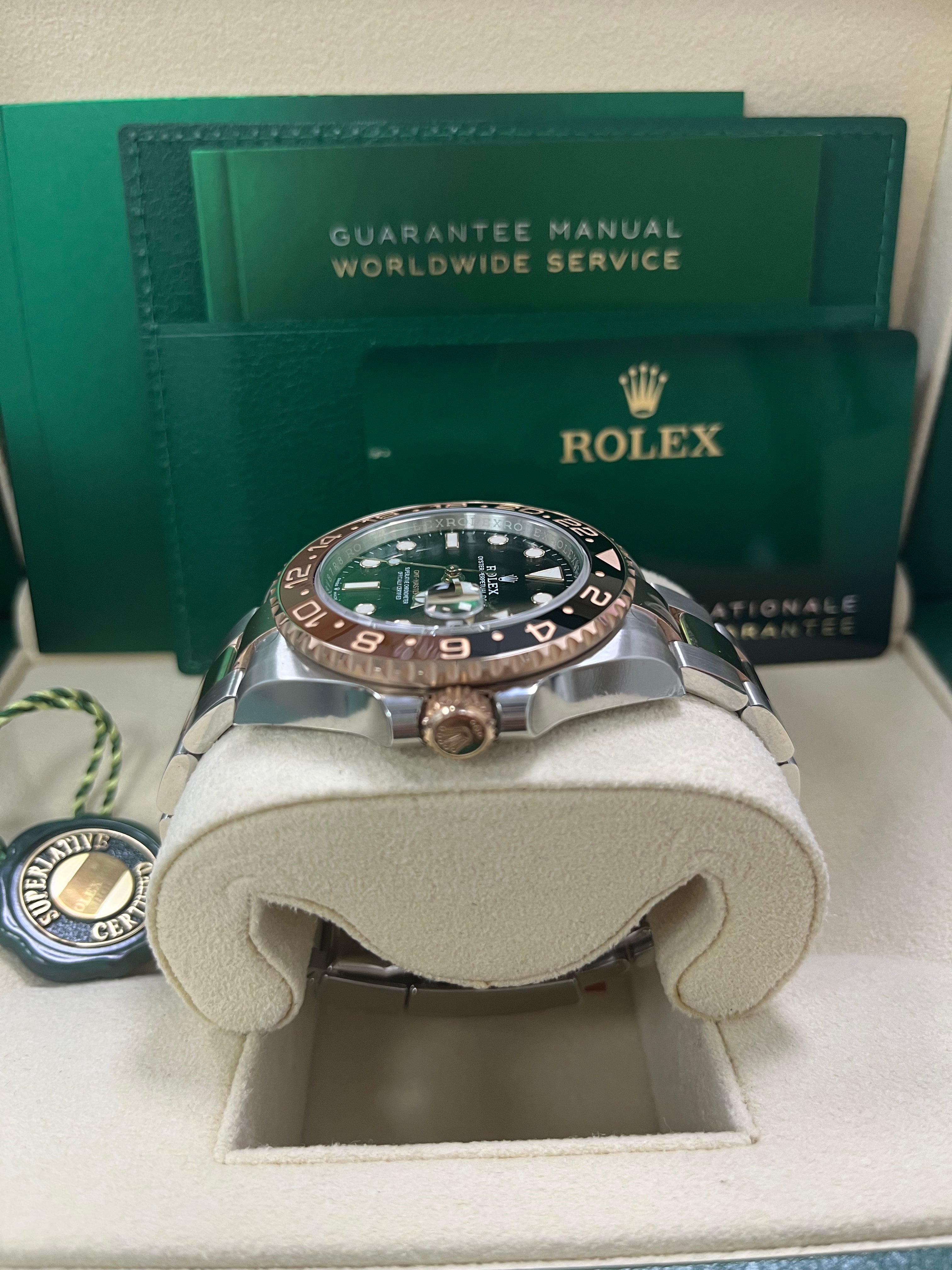 Rolex GMT Master II Two Tone Stainless Steel & Rose Gold Watch - Rootbeer Black/Brown Bezel, Oyster Bracelet (Ref#126711CHNR) | Luxury Men's Watch for Business Travel & Formal Occasions