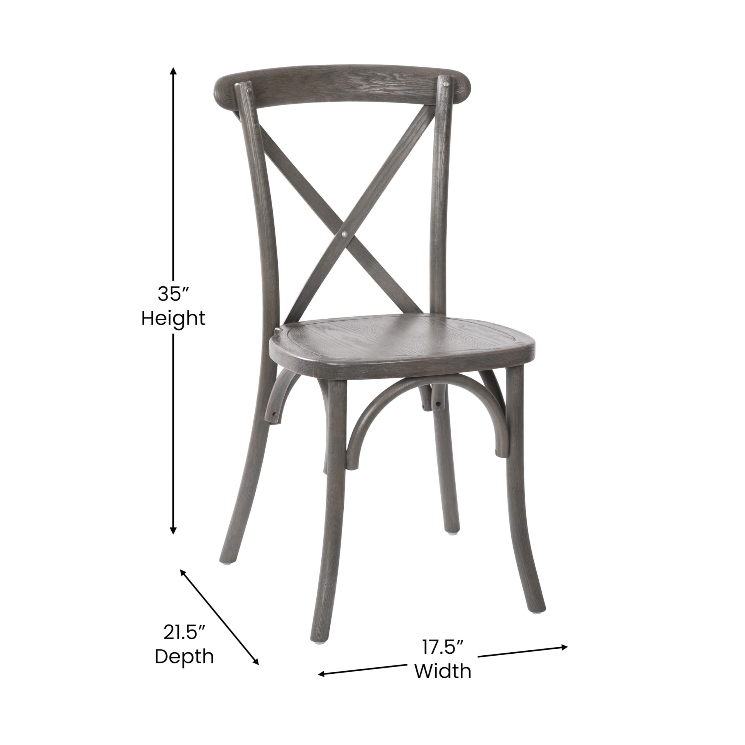 2-Pack Grey X-Back Chairs - Sturdy Metal Frame Outdoor Dining Chairs for Patio, Garden, Poolside & Backyard Relaxation