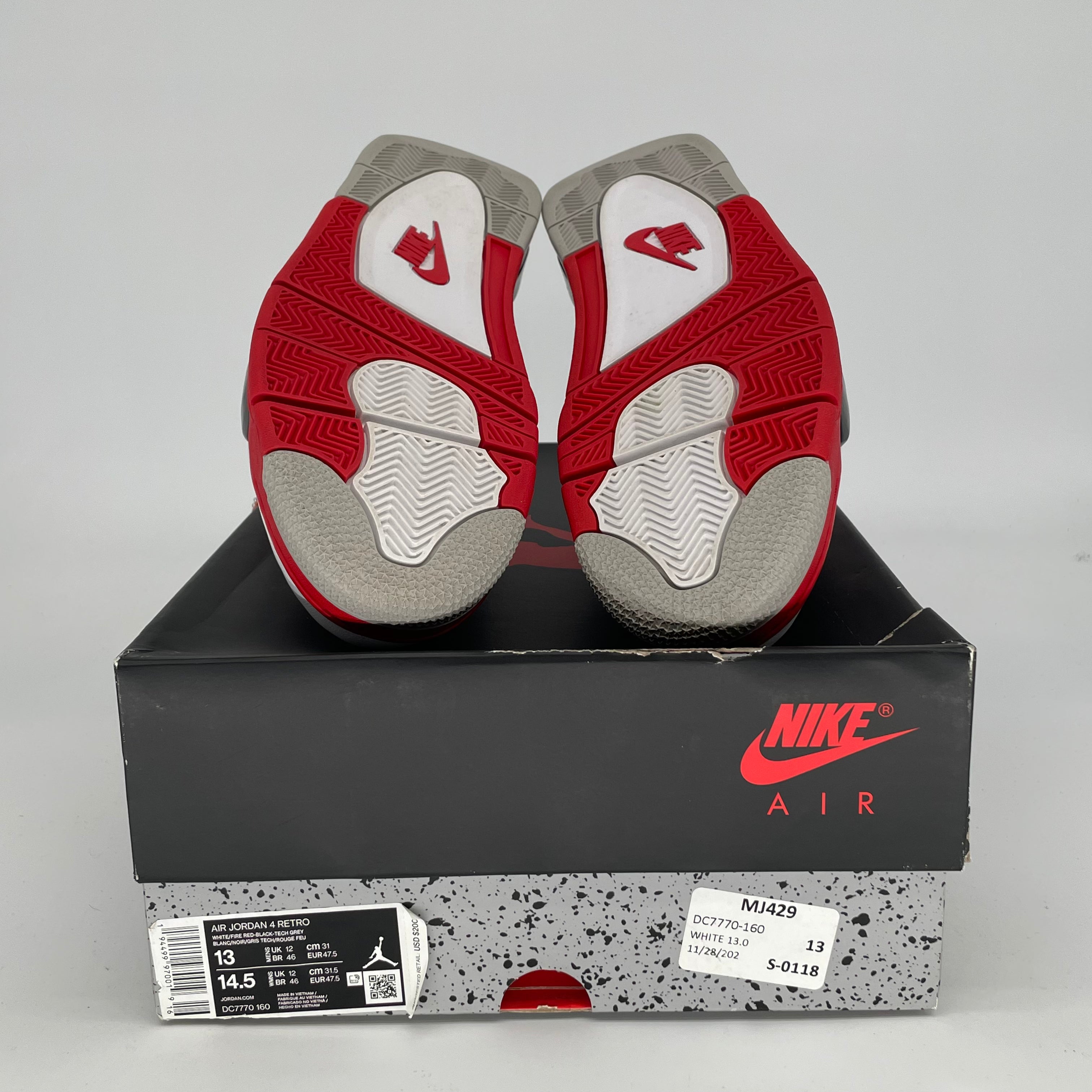 Original Air Jordan 4 Retro 'Fire Red' Men's Basketball Shoes - Size 13 (DC7770-160) - Perfect for Streetwear, Sneaker Collecting & Basketball Games