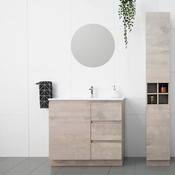 ADP Glacier Lite Door and Drawer Trio Vanity Set with Ceramic Top - Modern Bathroom Storage Solution for Small Spaces, Perfect for Powder Rooms & Guest Baths