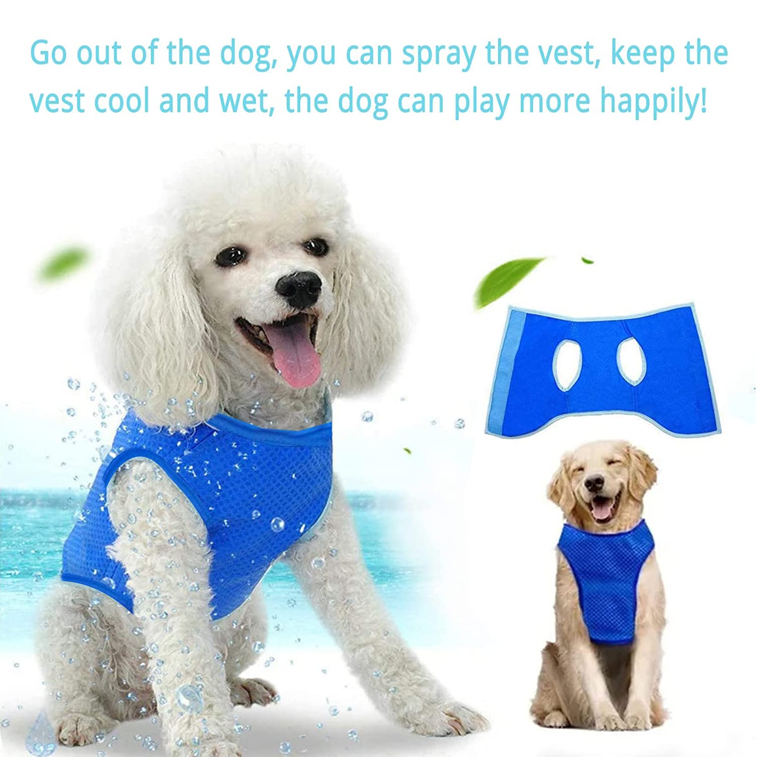 Dog Cooling Vest - Breathable Mesh Ice Jacket for Pets with Magic Tape | Adjustable Dog Cooling Harness for Outdoor Hiking, Training & Summer Activities | Keep Your Dog Cool in Hot Weather (Medium Size)