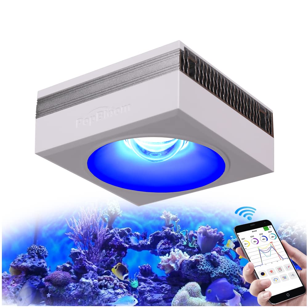 PopBloom 100W WiFi Reef LED Aquarium Light - Full Spectrum APP Control for SPS/LPS Coral Growth in Saltwater Fish Tanks (Includes Hang Kit) | Perfect for Marine Coral Farming & Home Aquarium Decoration