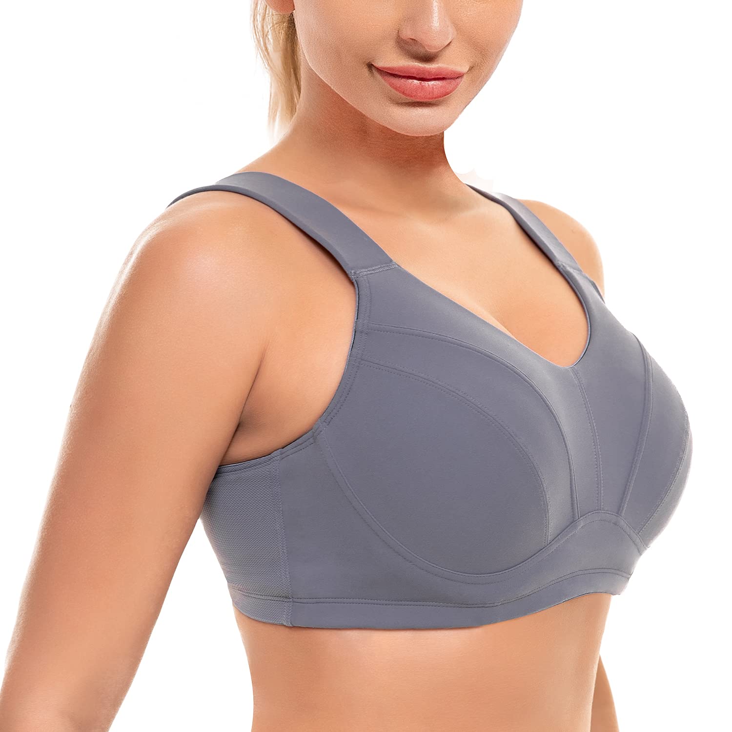 ZeroBound High Impact Sports Bras for Women - Full Coverage Support, Underwire, Padded, Adjustable Straps - Plus Size Workout Bras for Running, Gym & High Intensity Training