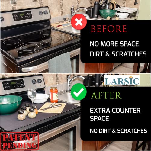 Larsic Stove Cover - 28.5x20.5 Inch Non-Slip Waterproof Electric Stove Protector for Washer Dryer Top, Foldable Gap Cover to Prevent Scratches & Expand Counter Space (Red) - Perfect for Kitchen, Laundry Room & Small Apartments