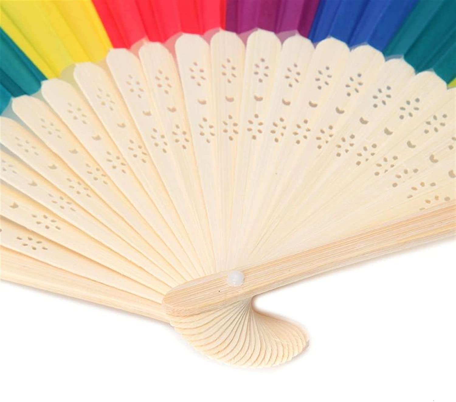 LBEC Fashion Rainbow Folding Hand Fan - Portable Summer Cooling Fan for Weddings, Parties, Festivals & Dance Performances - Decorative Handheld Fan for Women & Girls