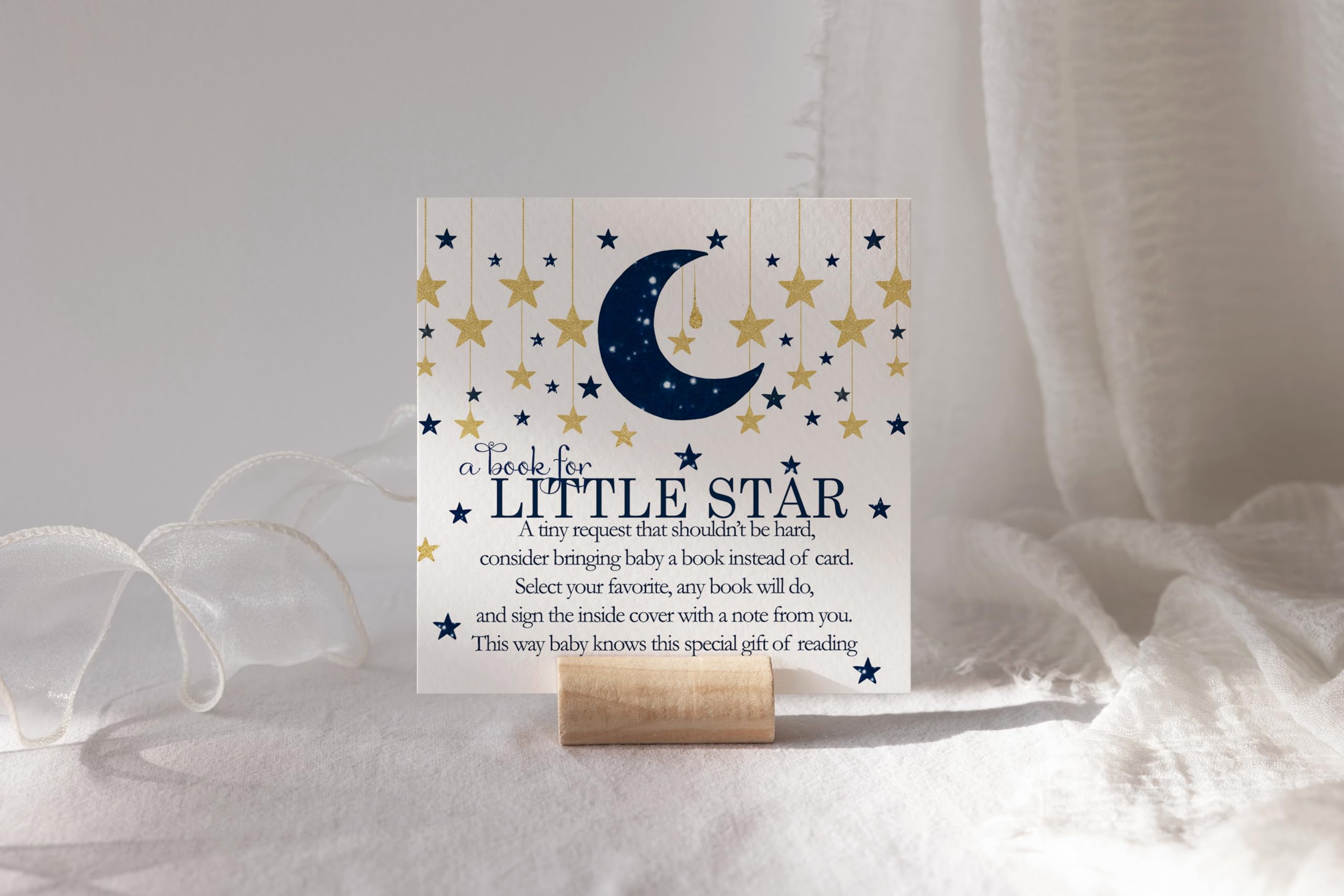 Twinkle Little Star Baby Shower Invitation Bundle - 25 Blank Invites with Envelopes, Diaper Raffle & Book Insert Cards - Navy & Gold Celestial Theme - Perfect for Baby Showers, Gender Reveals & Newborn Celebrations