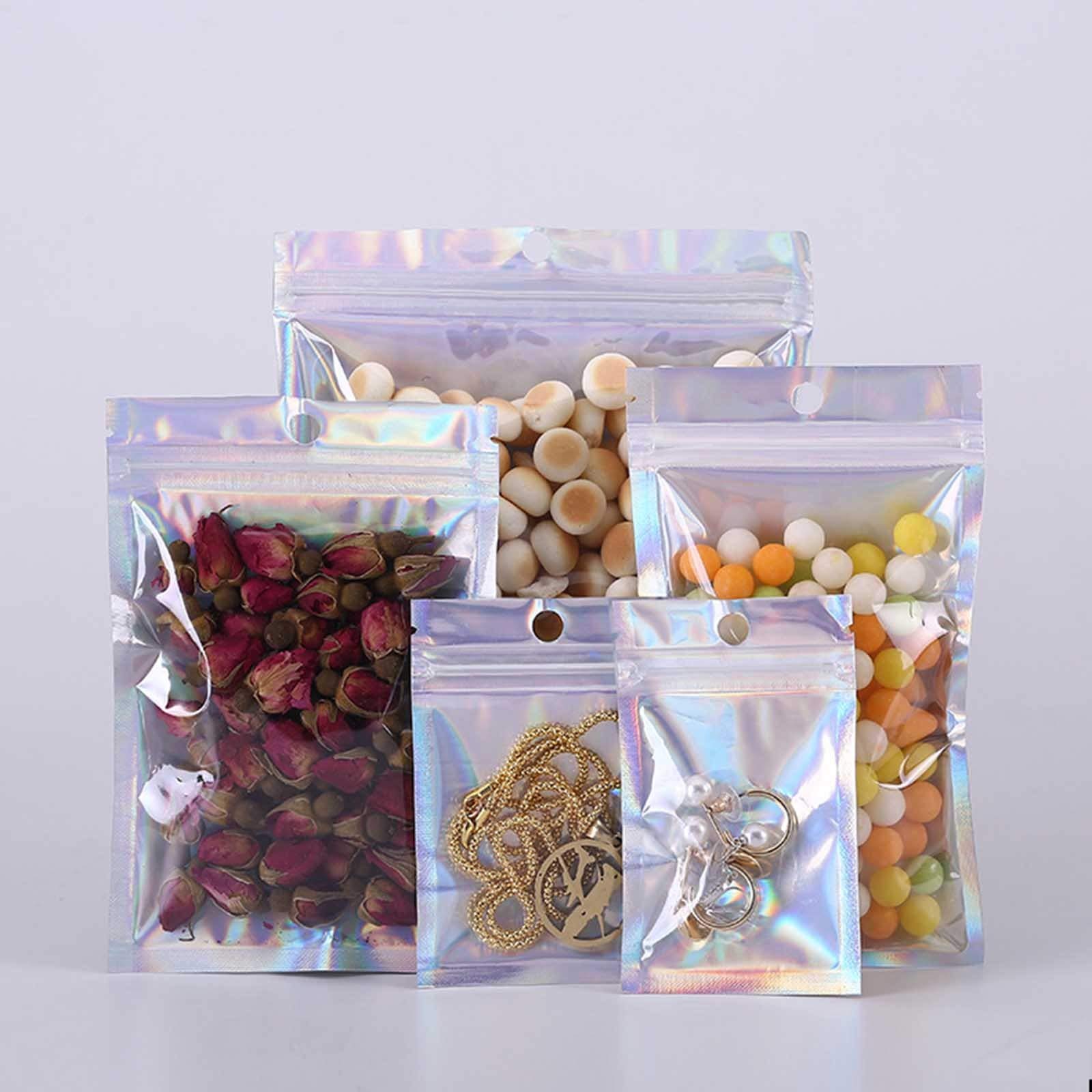 50PC Holographic Ziplock Bags for Jewelry, Cables & Travel Storage (6x10cm) - Home & Kitchen Organizer