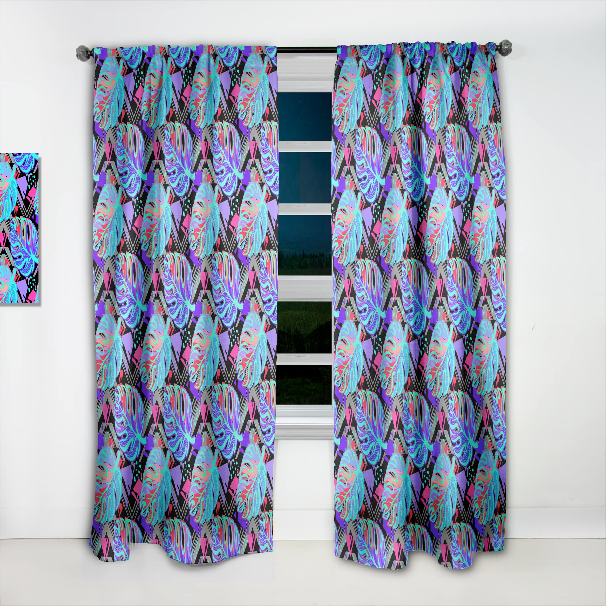 DesignQ Thermal Insulated Curtains - Exotic Leaves Pattern Single Panel (52x108) for Bedroom & Living Room | Blackout Drapes for Privacy, Energy Saving & Home Decor