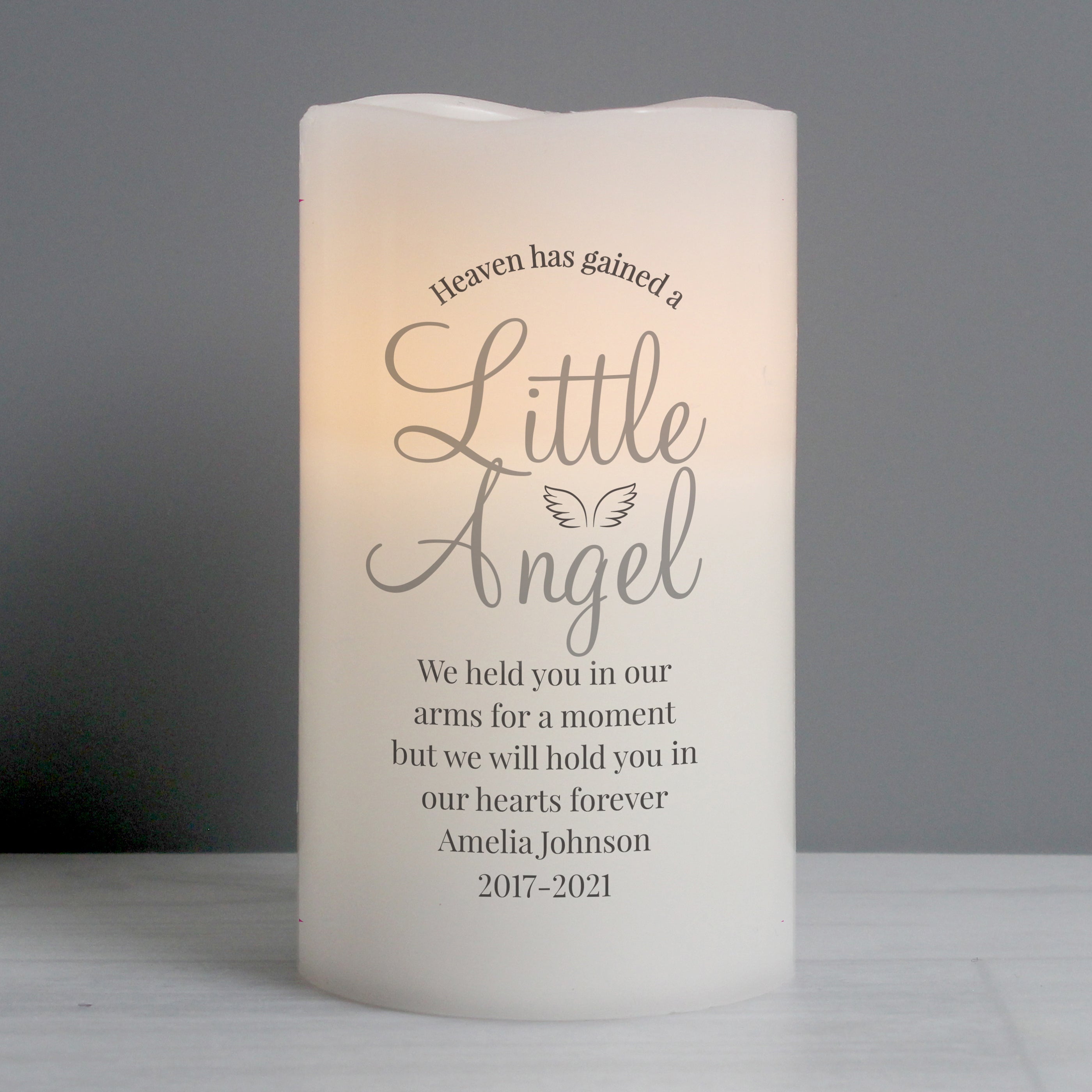 Personalized Little Angel LED Candle - Battery Operated Flameless Decorative Light for Home, Wedding, Memorial, Christmas Decorations