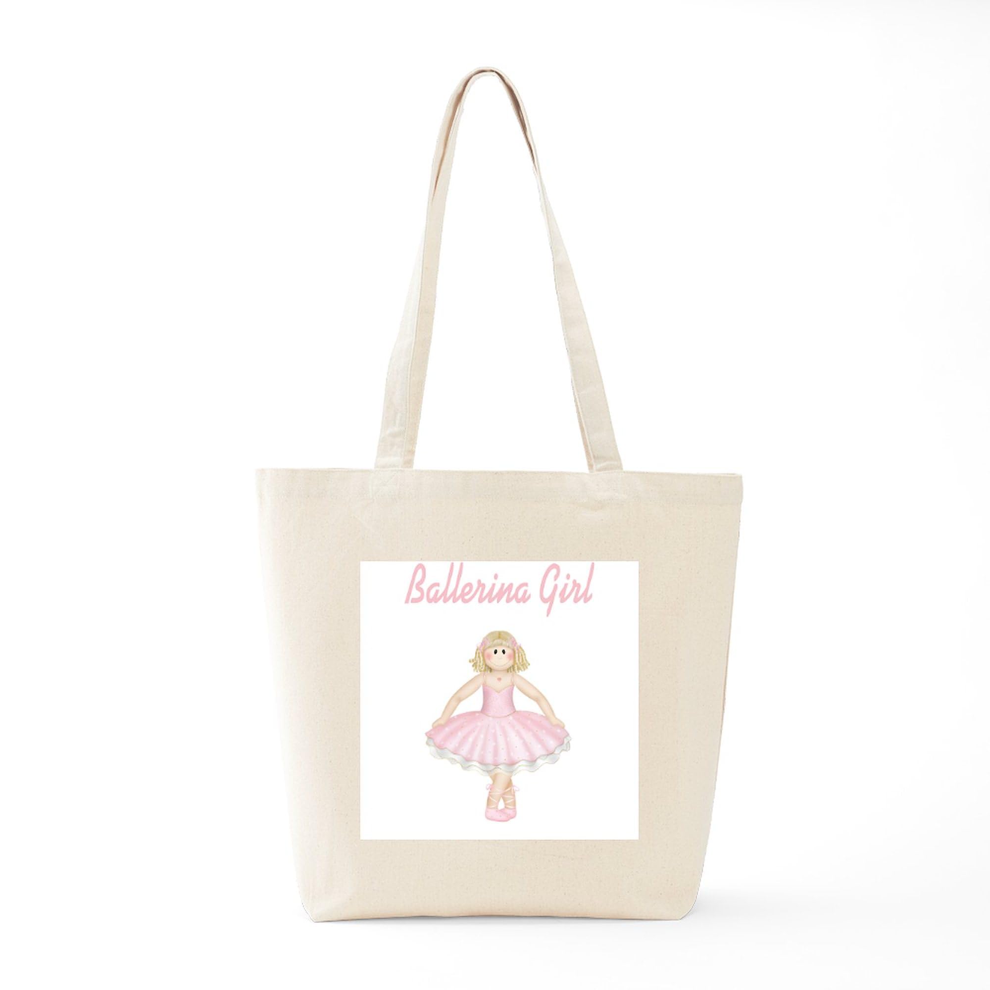 Ballerina Girl Tote Bag - Natural Canvas Reusable Shopping Bag for Women | Eco-Friendly Grocery Tote, Dance Class Essentials & Everyday Carry