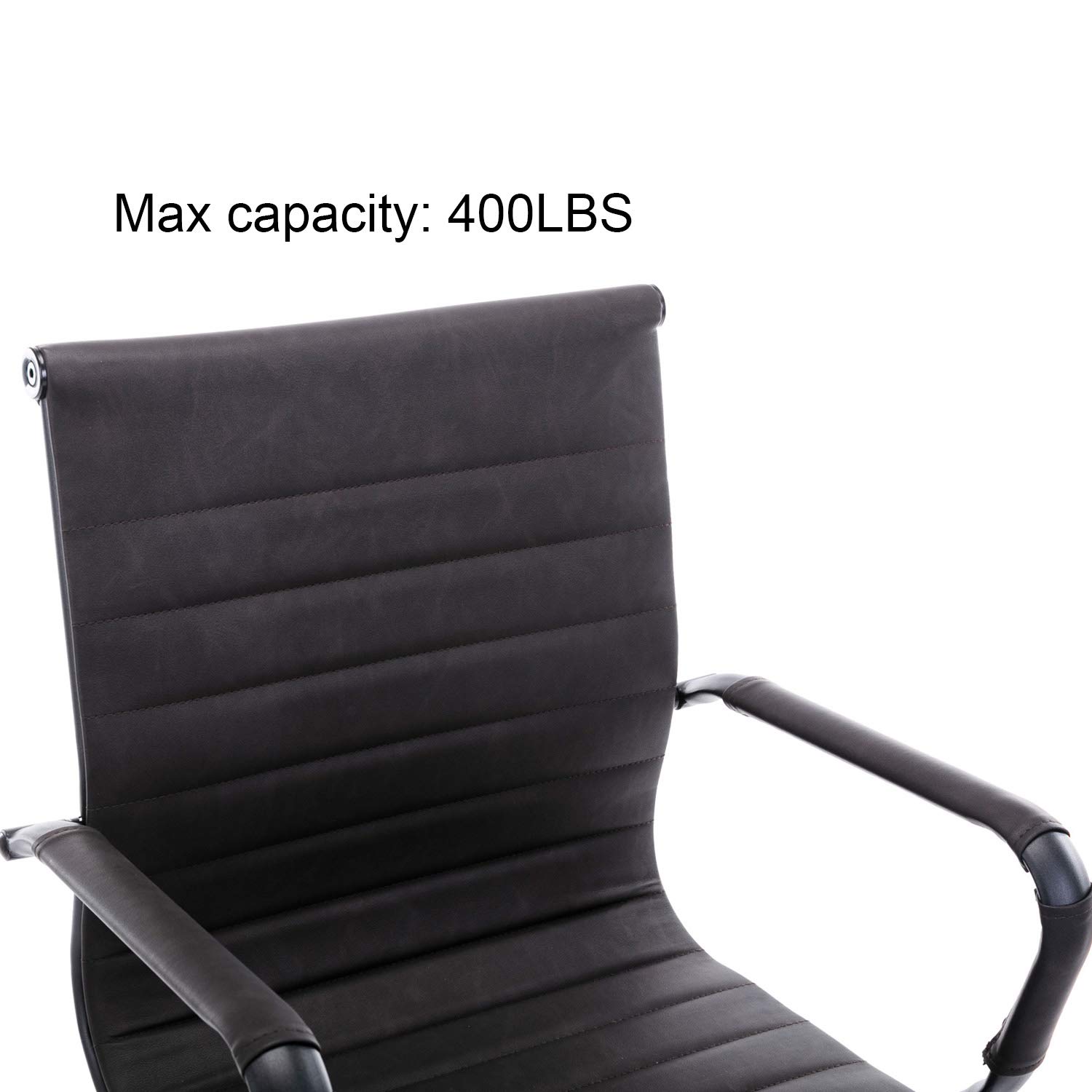 Ergonomic Office Reception Chairs - No Wheels Leather Conference Chairs with Lumbar Support - Set of 2 Guest Chairs in Vintage Charcoal - Perfect for Waiting Areas, Conference Rooms & Home Offices