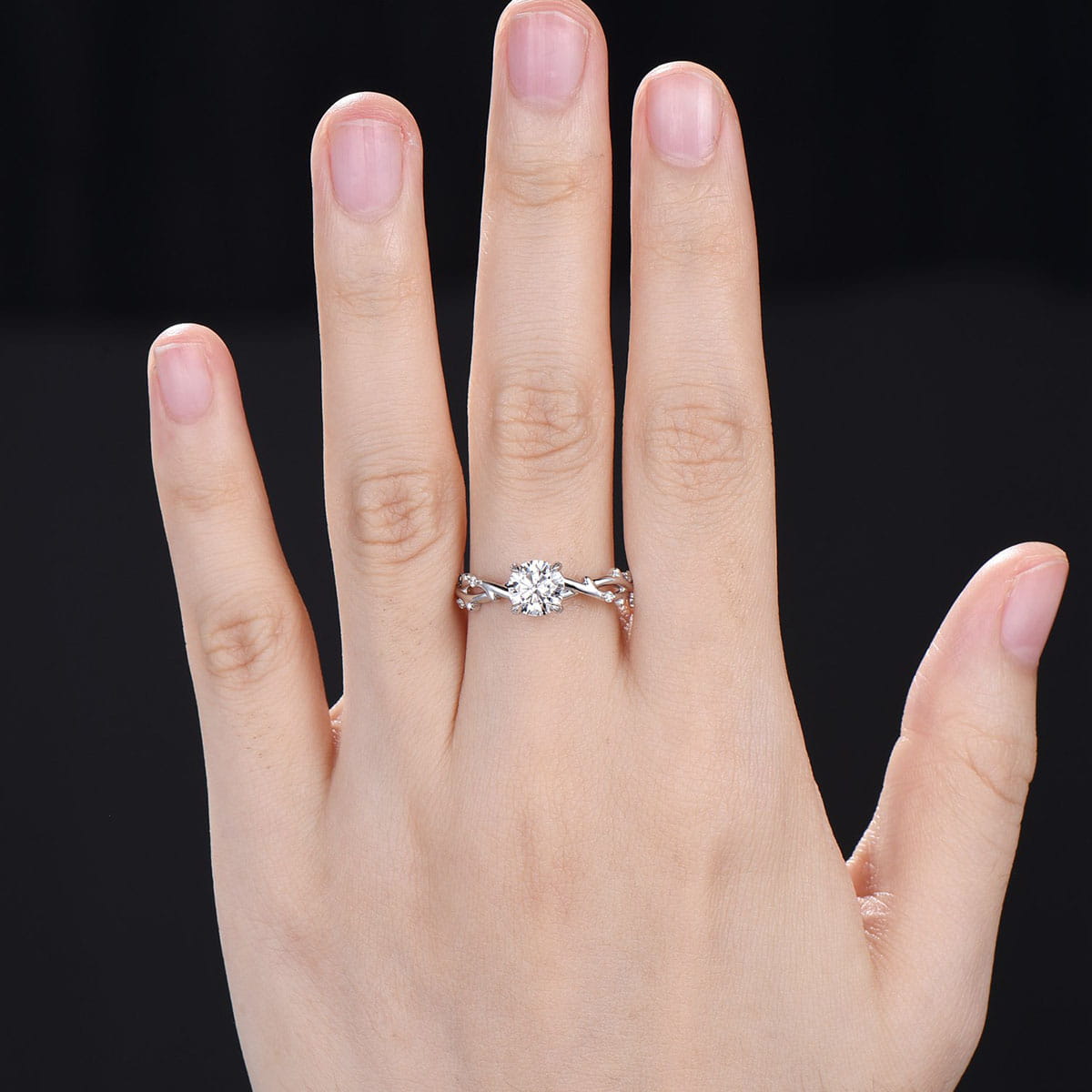 1CT Forever Moissanite Leaf Twig Engagement Ring - 14K White Gold Nature Inspired Branch Wedding Band for Women - Perfect for Bridal, Anniversary & Romantic Occasions