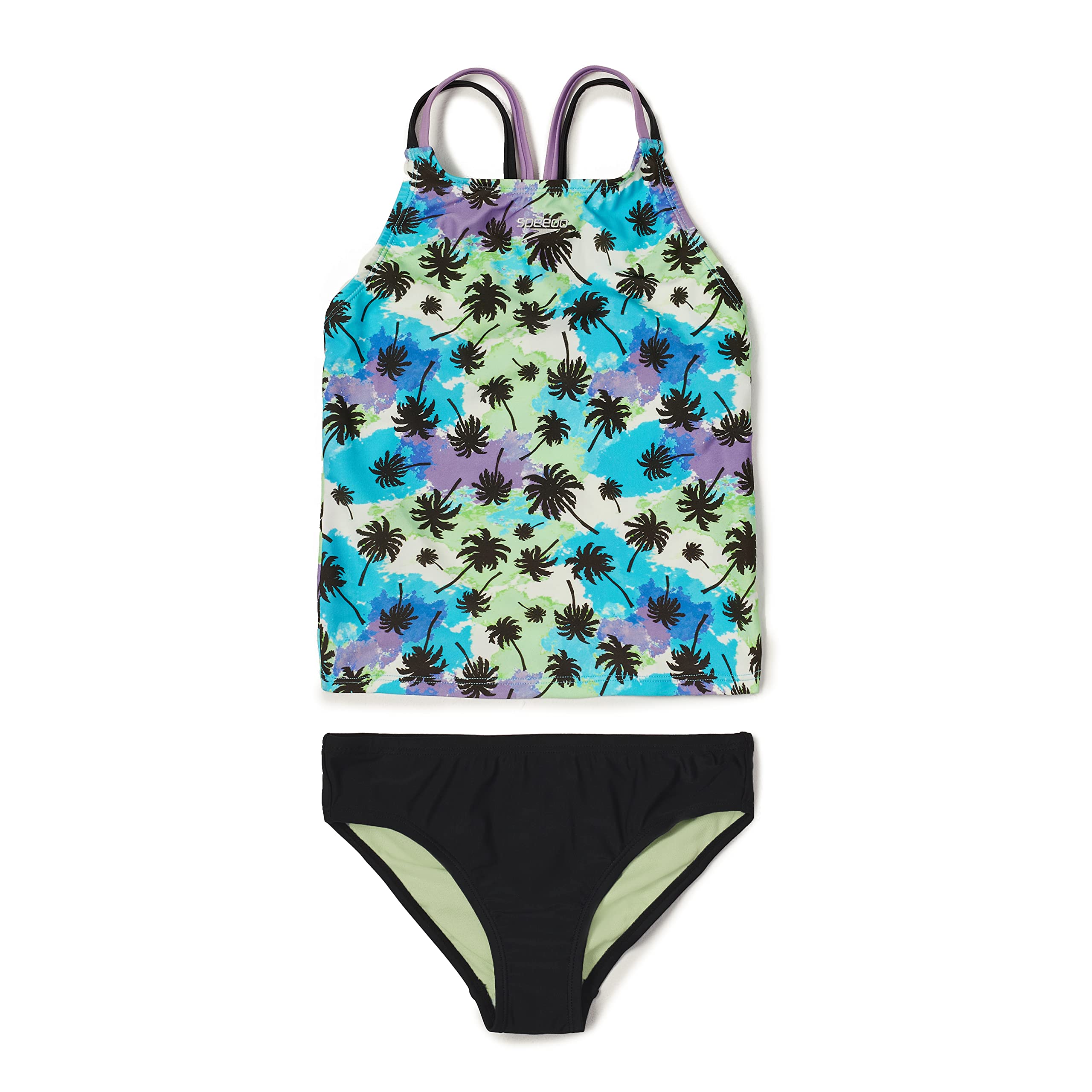 Speedo Women's Two Piece Swimsuit - Tankini Top with Thin Straps & High Waist Bottoms for Swimming, Beach & Pool Workouts | UV Protection & Quick Dry Fabric