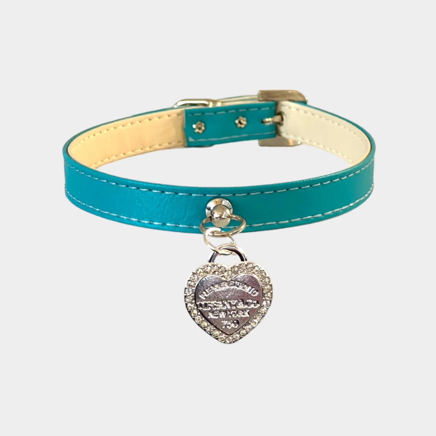 Heart-Shaped Tiffany Style Dog Collar - Elegant & Durable Pet Accessory for Small & Medium Dogs | Perfect for Walks, Grooming & Special Occasions