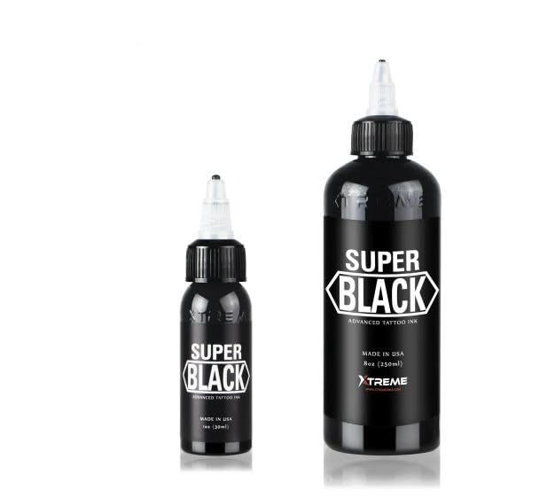 Xtreme Colors Super Black Tattoo Ink - 1oz Professional Tattoo Pigment Bottle for Artists - Perfect for Black & Grey Tattoos, Permanent Makeup & Body Art