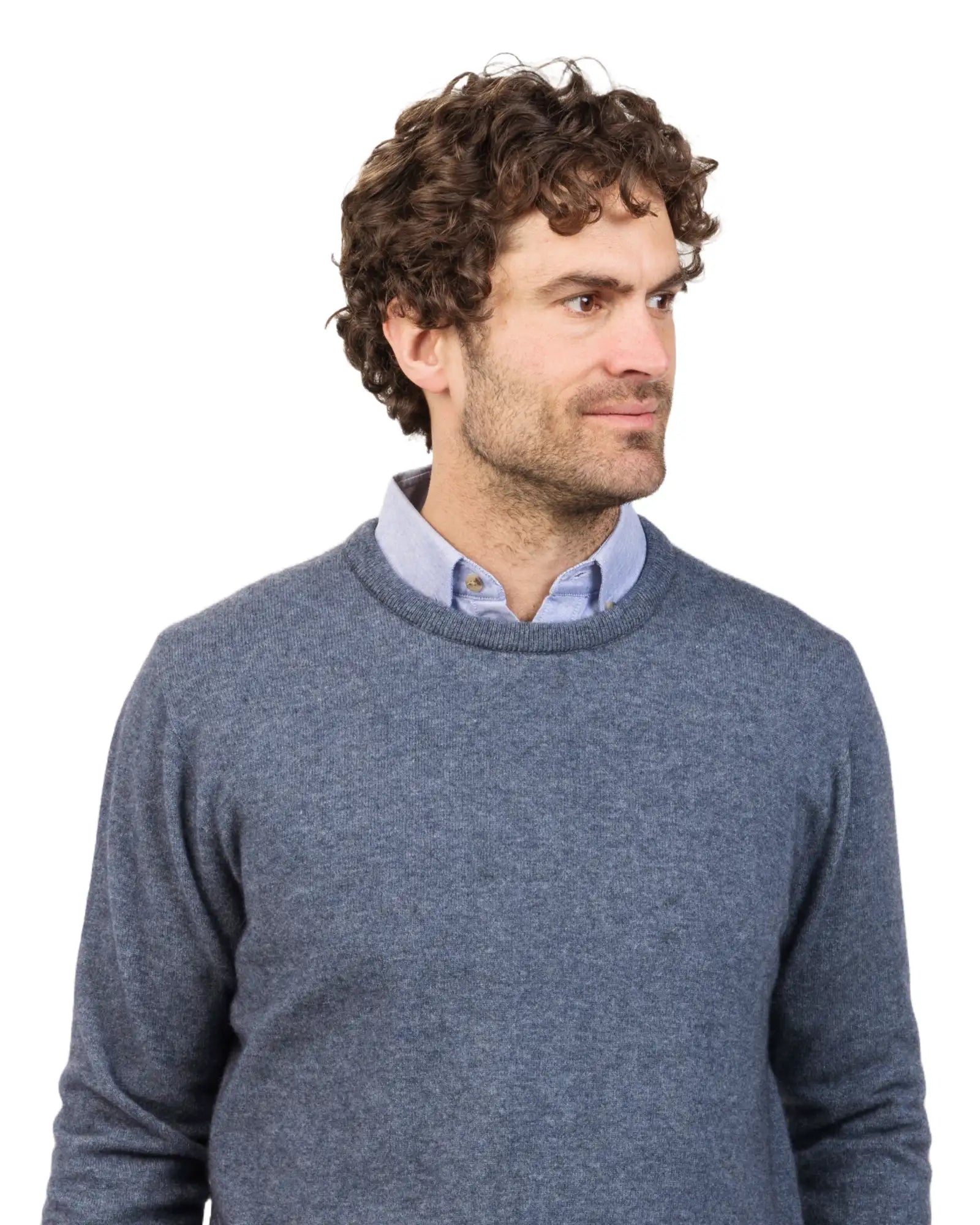 Sky Blue Men's Possum Merino Wool Crew Neck Sweater - Soft & Warm Winter Pullover for Outdoor Activities & Casual Wear - NB120