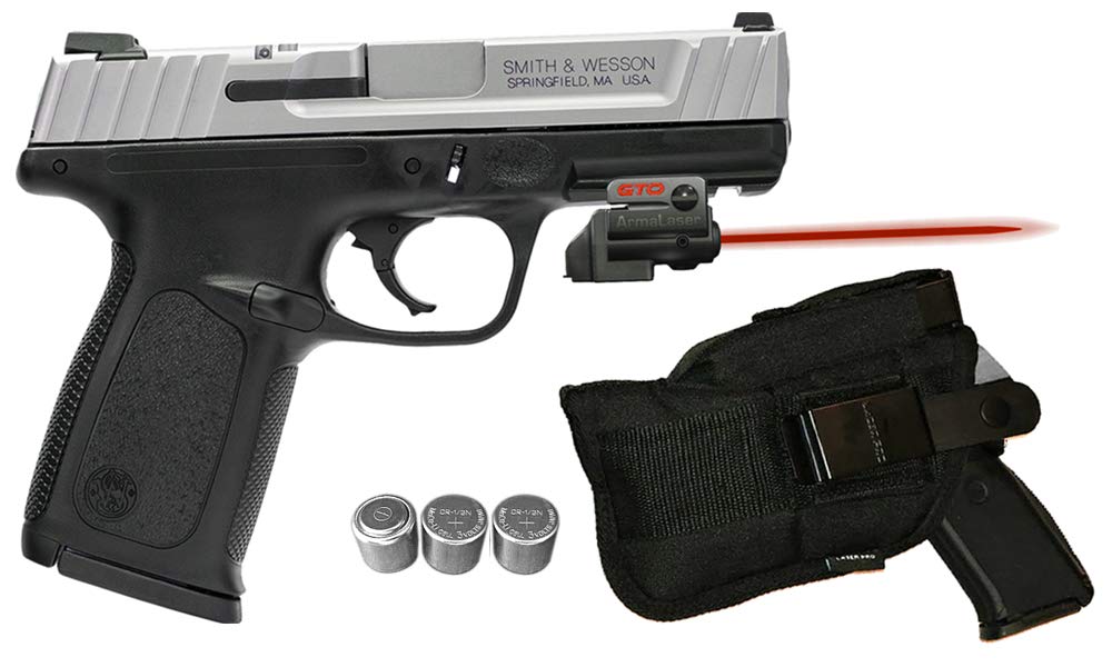**ArmaLaser GTO Red Laser Sight Kit for S&W SD9, SD9VE, SD40 & SD40VE - Tactical Holster, Grip-Activated Laser & 2 Extra Batteries (Not Compatible with SW9VE/SW40VE) - Perfect for Home Defense & Concealed Carry**