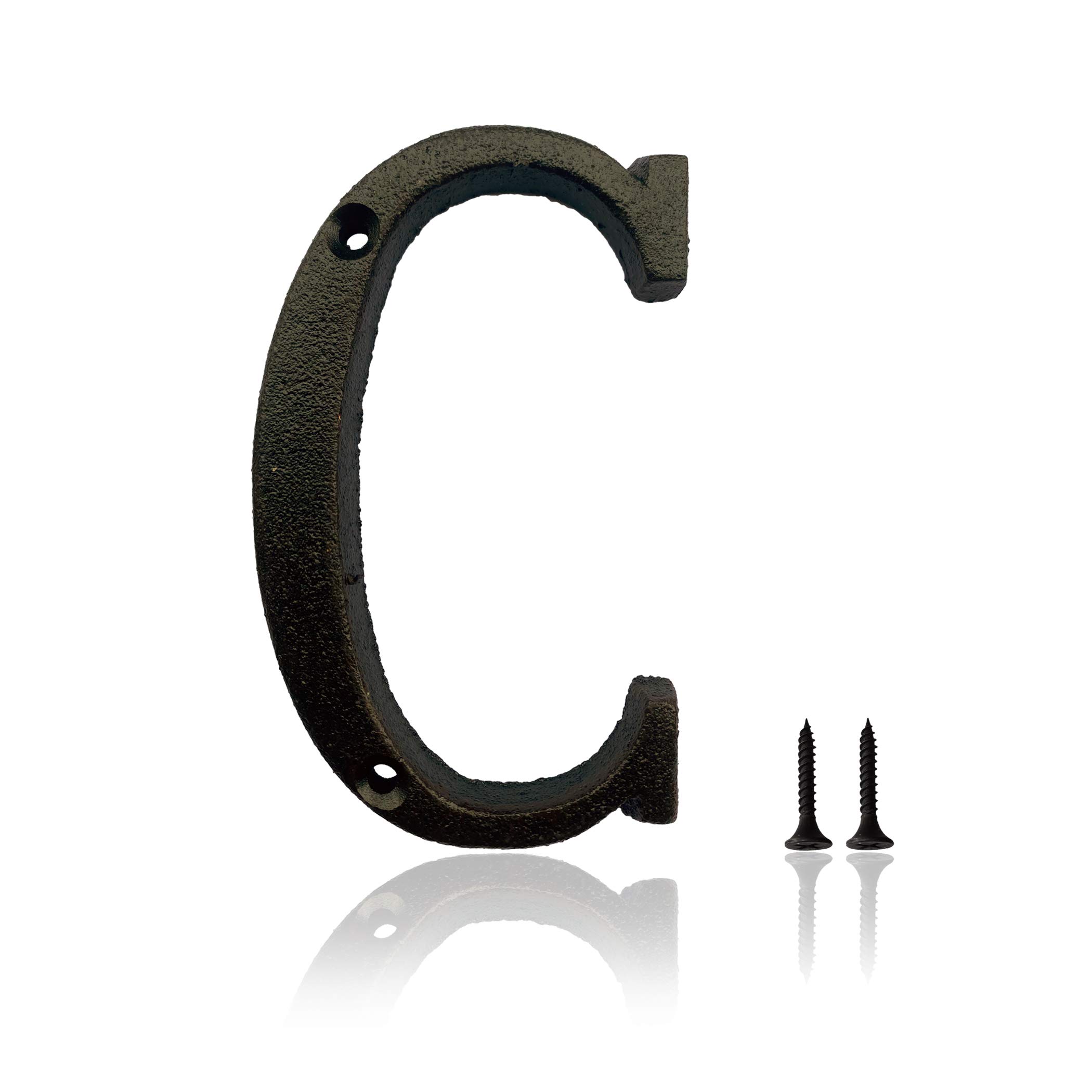 5 Inch Cast Iron House Numbers - Rustic Outdoor Address Plaques for Homes, Farmhouses, Garages, Shops & Offices (Letter C) | Durable Metal House Sign for Curb Appeal & Property Identification