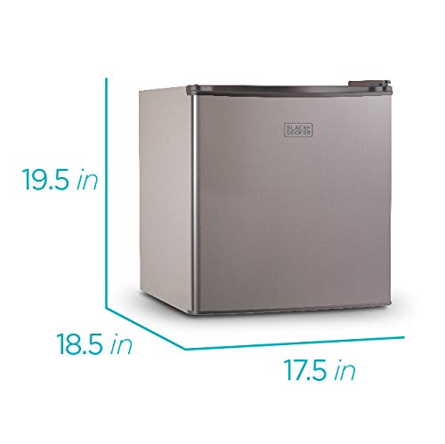 BLACK+DECKER BCRK17V 1.7 Cu Ft Energy Star Compact Refrigerator - Single Door Mini Fridge with Freezer, VCM Technology, Silver - Perfect for Dorm Rooms, Offices & Small Apartments