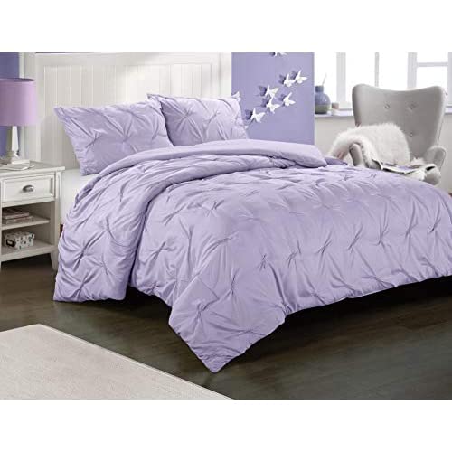Heritage Club Sierra Solid Pintuck Comforter Set - Queen Size Bedding with Matching Shams - Luxury Bedroom Decor for Master Suite or Guest Room