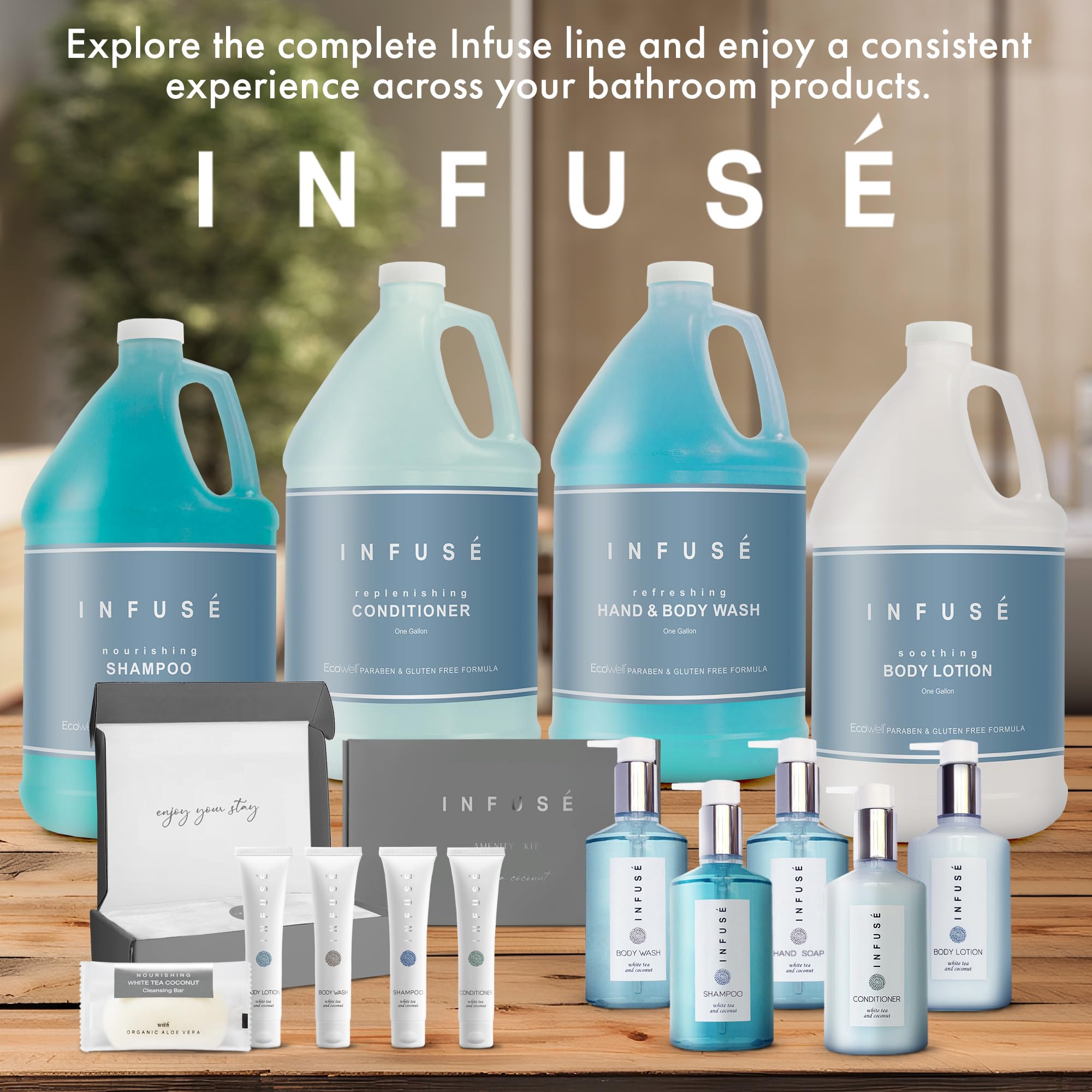Infuse White Tea & Coconut Scented Lotion Refill - 1 Liter Bulk Pack (12 Count) | Hydrating Body Moisturizer for Dry Skin, Spa & Home Use