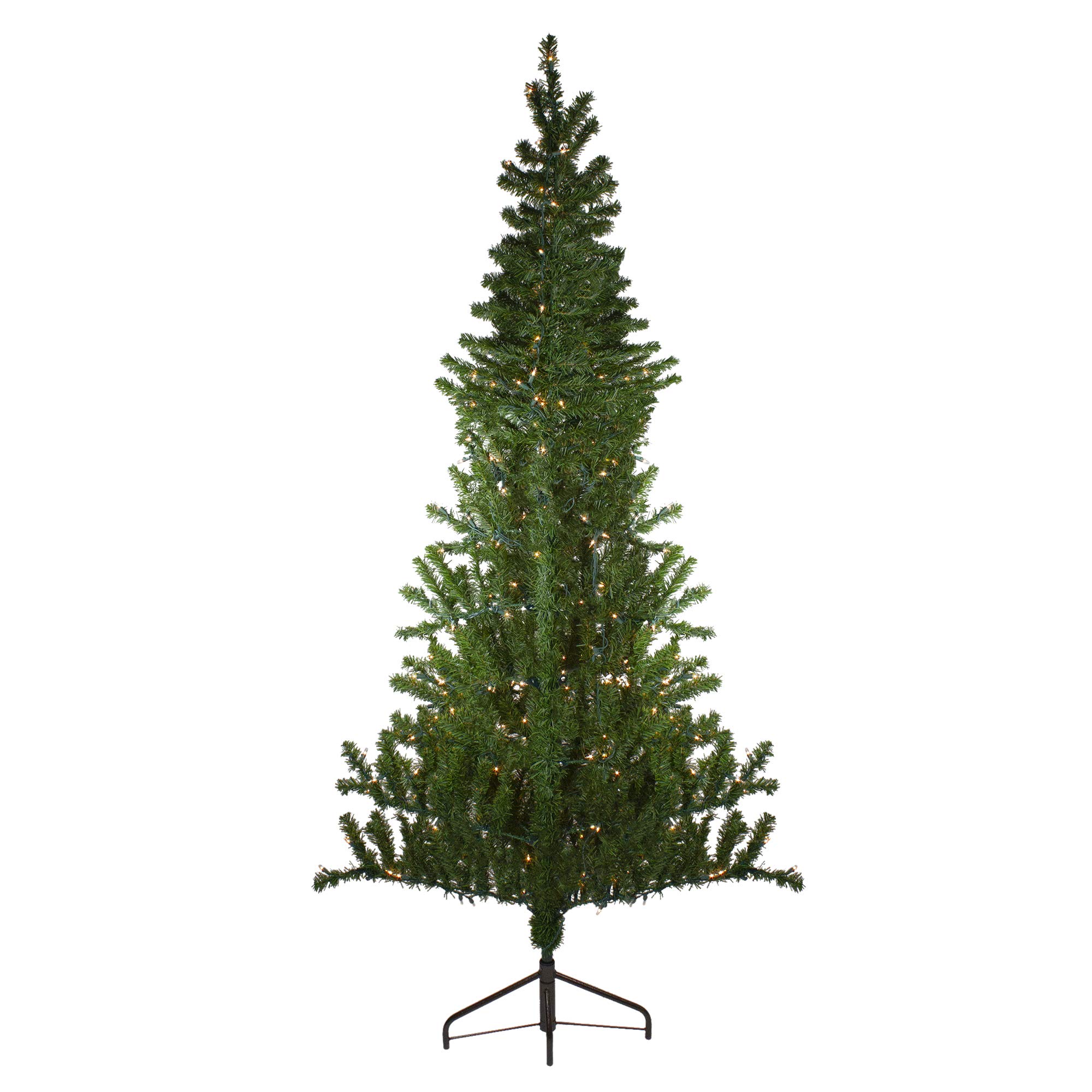 7.5' Pre-Lit Artificial Canadian Pine Christmas Wall Tree with Clear Lights - Space Saving Holiday Decor for Small Apartments, Dorms & Offices