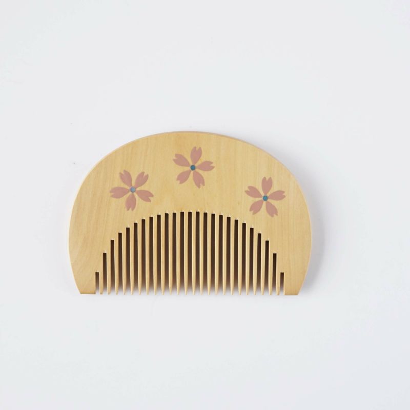 Handmade Kyoto Japanese Maki-e Urushi Lacquer Tsuge Boxwood Hair Comb with Chirimen Crepe Fabric Case - Cherry Blossom Design | Traditional Japanese Hair Accessory for Weddings, Tea Ceremonies & Special Occasions