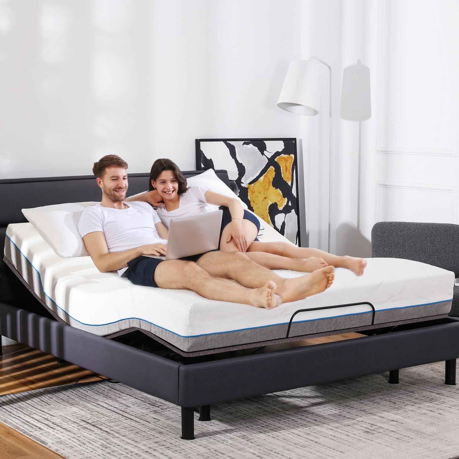 IULULU Adjustable Bed Frame for Twin XL - Wireless Remote, Zero Gravity, Head & Foot Incline - Easy Assembly Bed Base with Adjustable Leg Heights & Zero Clearance - Perfect for Home, Dorm, or Guest Room Comfort
