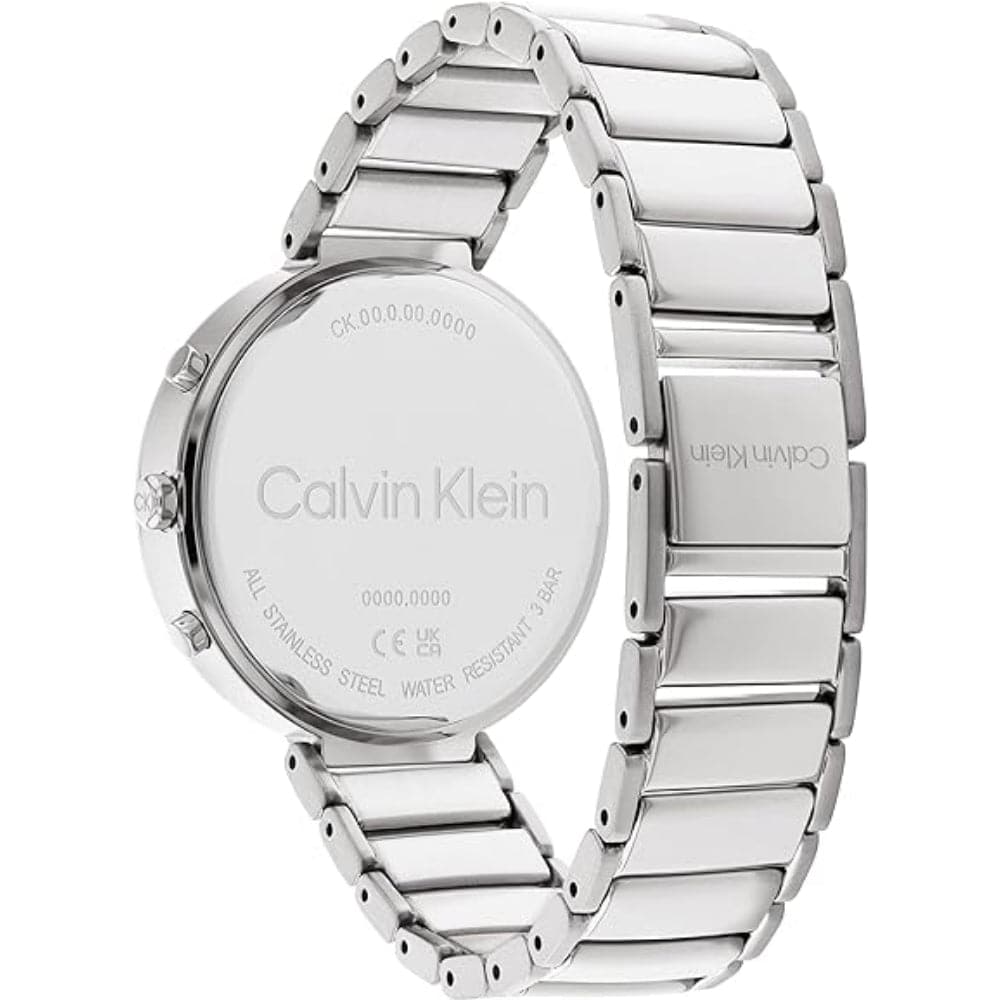 Calvin Klein Women's Watch - White Dial, Silver Stainless Steel Strap, Model 25200282 | Elegant Fashion Accessory for Office, Date Night & Special Occasions