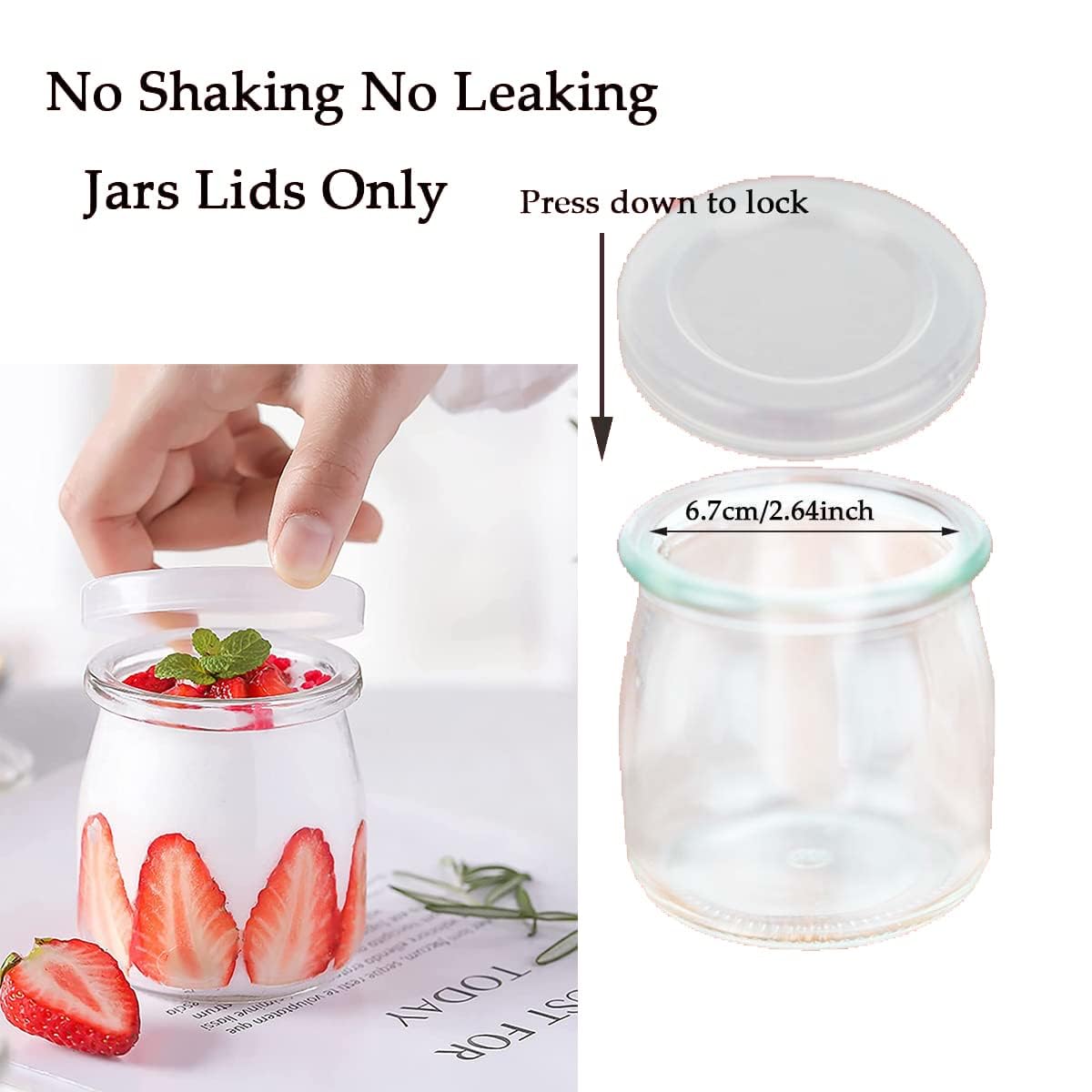 15PCS Clear Plastic Replacement Lids for Oui Yogurt Jars - Airtight Food Storage Covers for Glass Containers - Perfect for Meal Prep, Leftovers & DIY Crafts
