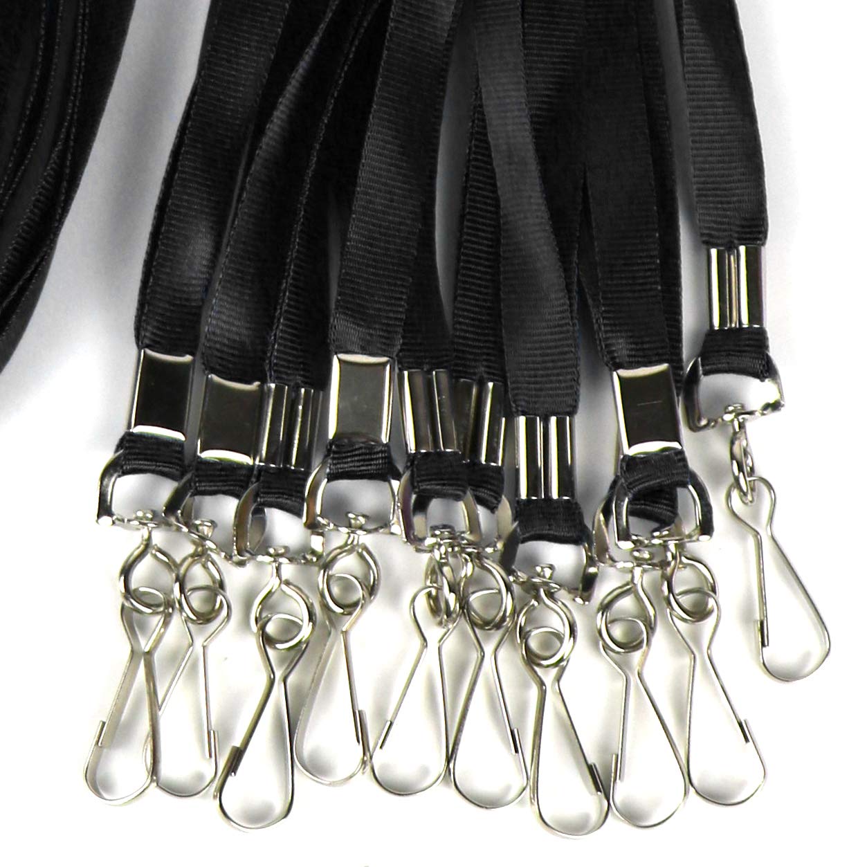 Premium Nylon Lanyards for ID Badges - 50 Pack (Black) - Office, School & Events