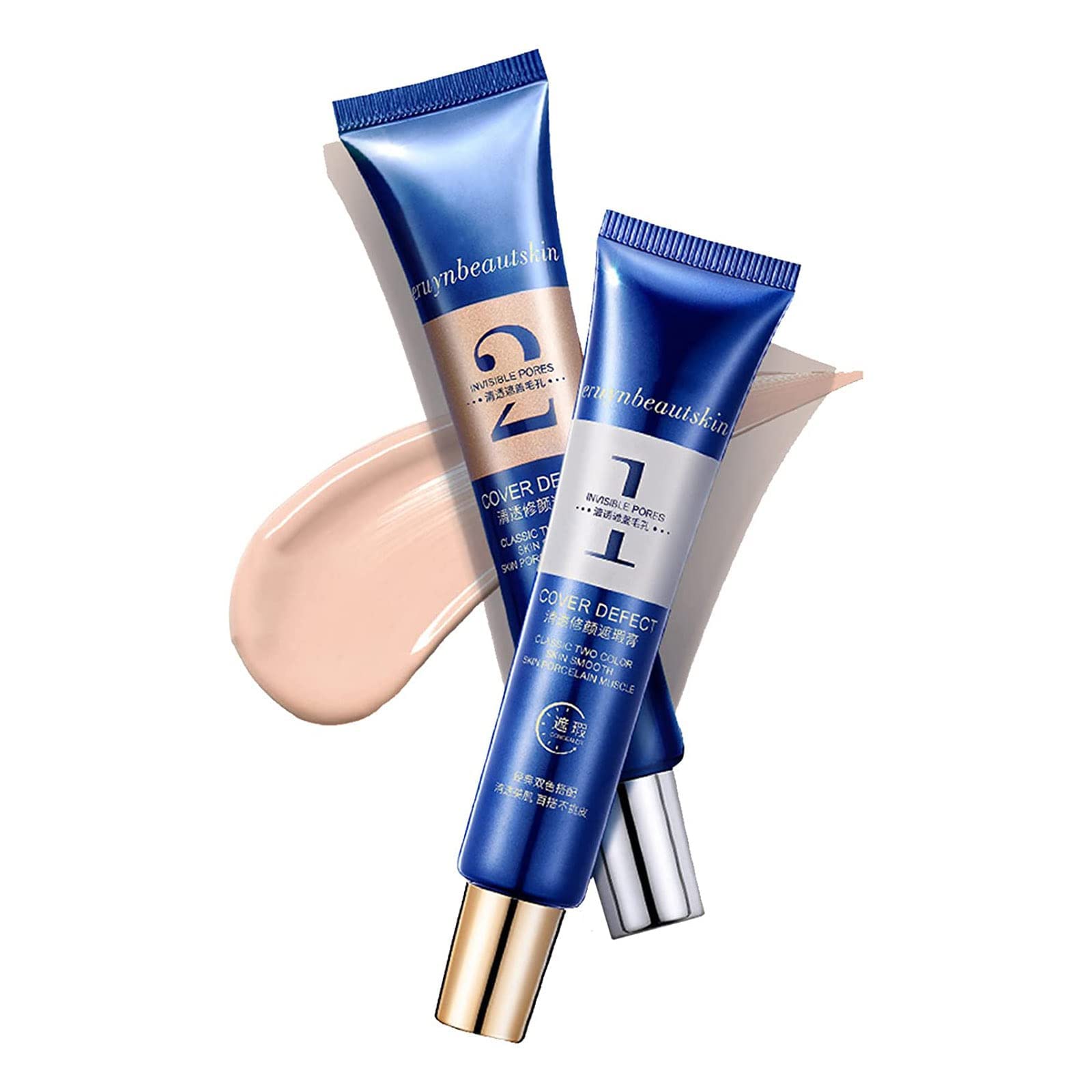 Two Tone Moisturizing Lightweight Concealer - Long-Lasting Under Eye Brightening Cream for Women | Natural Coverage, Hydrating Makeup for Dark Circles & Blemishes | Perfect for Daily Use, Office & Special Occasions (1 Set)