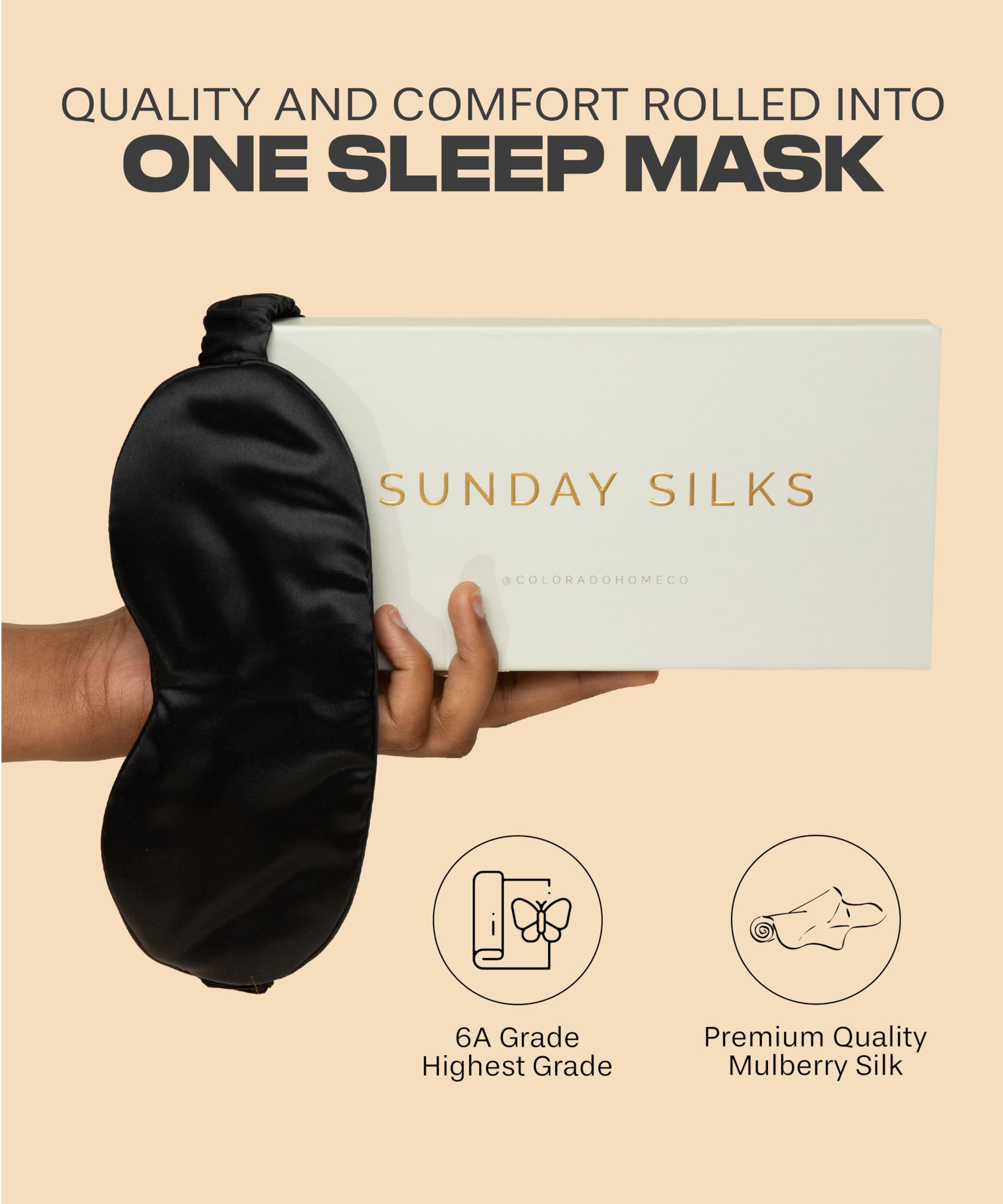 SUNDAYSILKS™ Premium 100% Mulberry Silk Sleep Mask for Women & Men - Soft Blackout Eye Cover for Sleeping, Travel & Relaxation - Breathable & Hypoallergenic Silk Eye Mask - Perfect for Night Use, Naps & Meditation [Midnight Black]