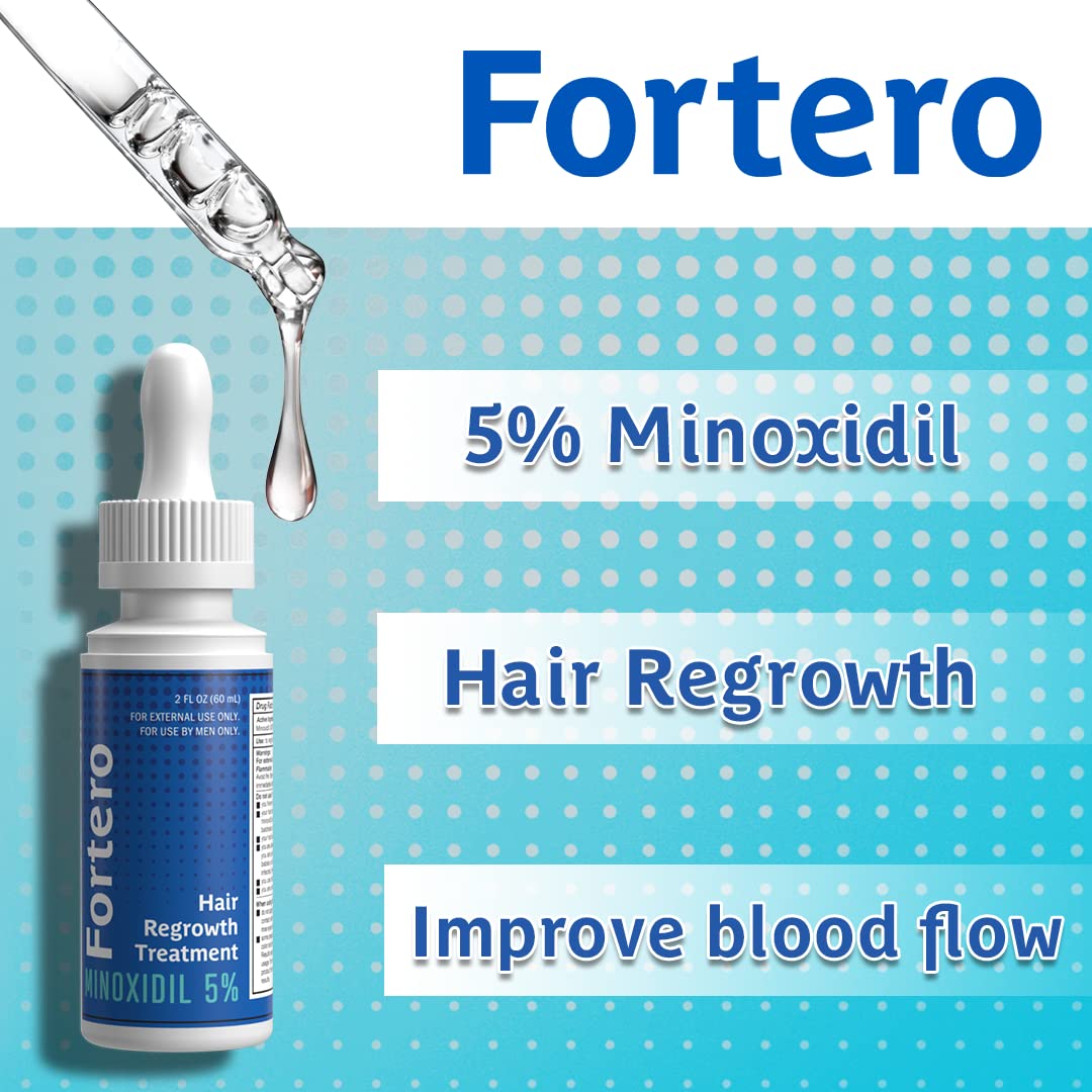 5% Minoxidil Hair Regrowth Treatment for Men - Anti-Hair Loss Formula for Pattern Baldness & Alopecia | Stops Hair Fall, Promotes Thicker Hair Growth | 2 fl Oz (3 Pack) | Perfect for Daily Use at Home or Travel
